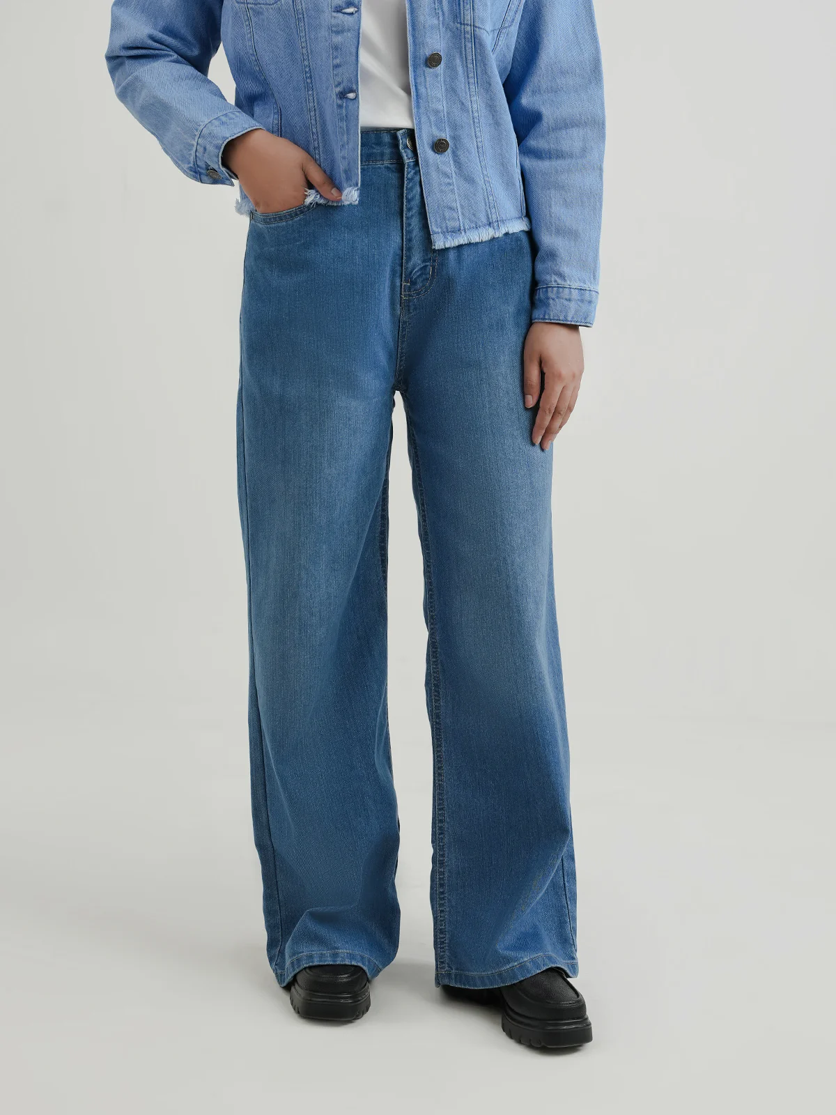 "ALEYDIS" Relaxed Plazo Fit Denim Pant