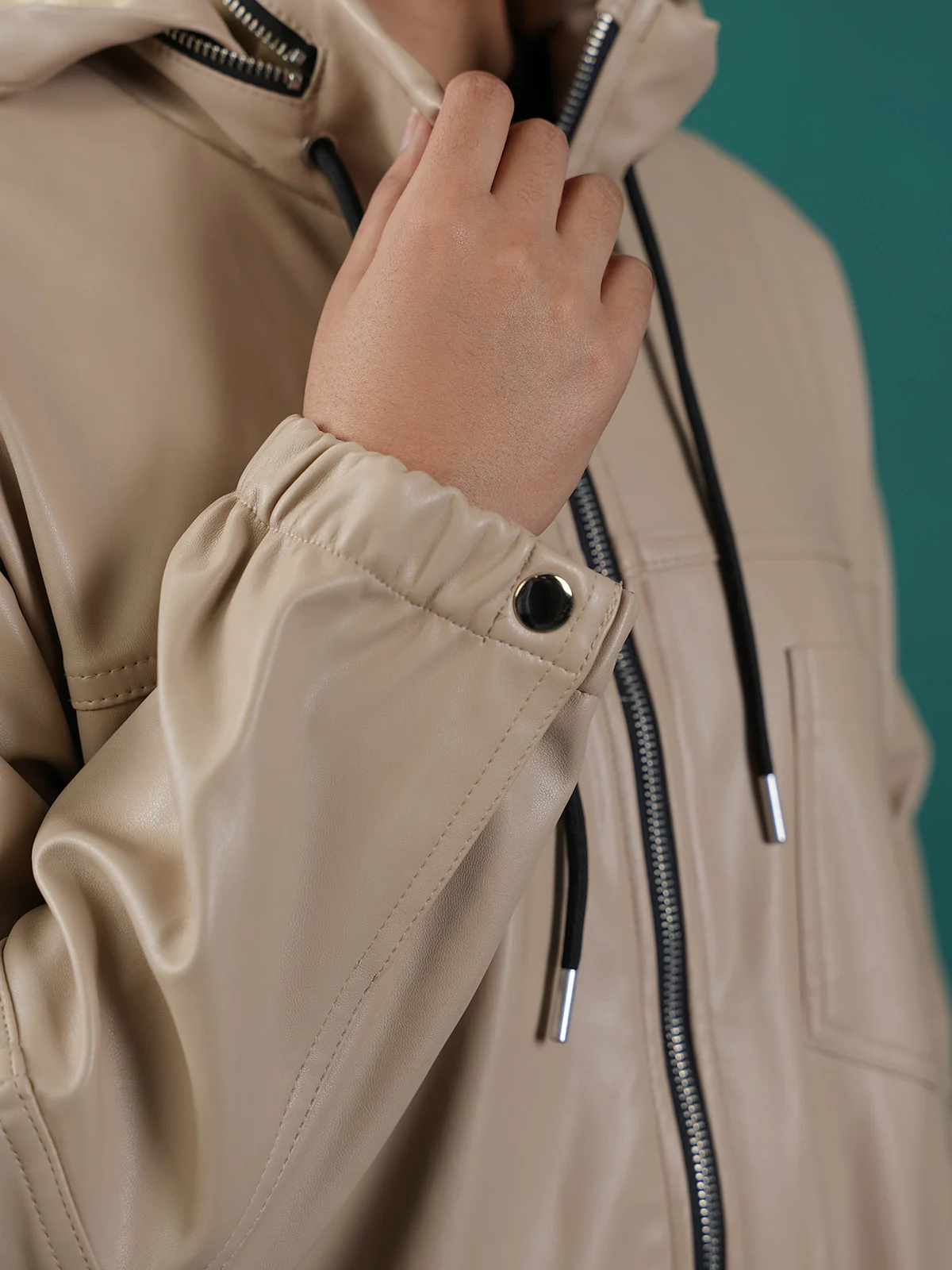 "ATSUKPI" Lightweight PU Bomber Jacket - Image 5
