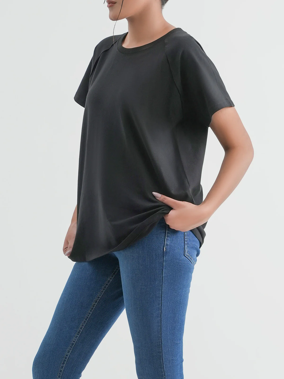 "AURELY" Cropped Raglan Sleeves T-Shirt - Image 2