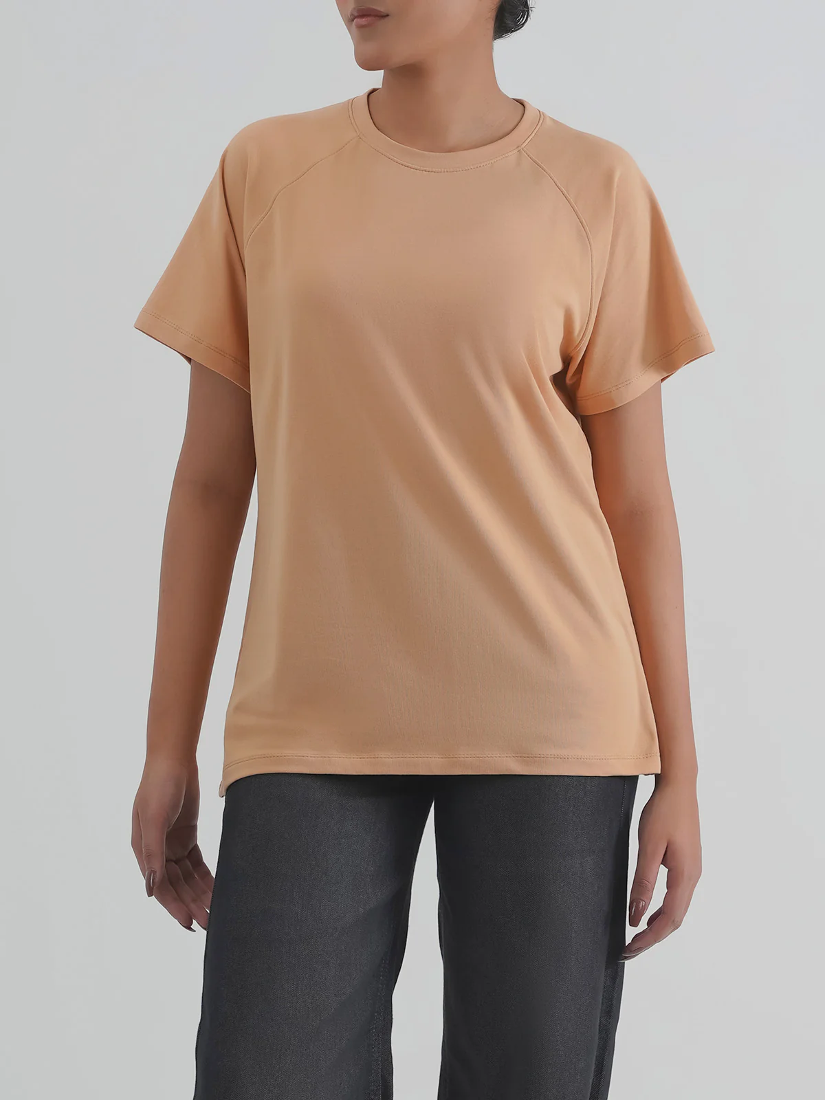 "AURELY" Cropped Raglan Sleeves T-Shirt - Image 2