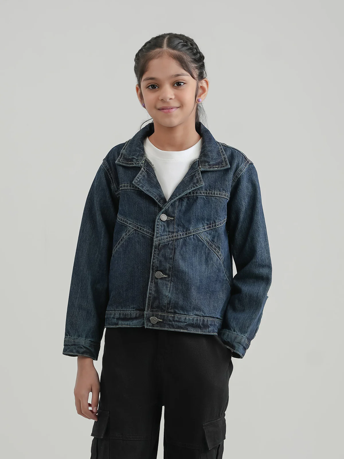 "AUTHARI" Trendy Cropped Denim Jacket