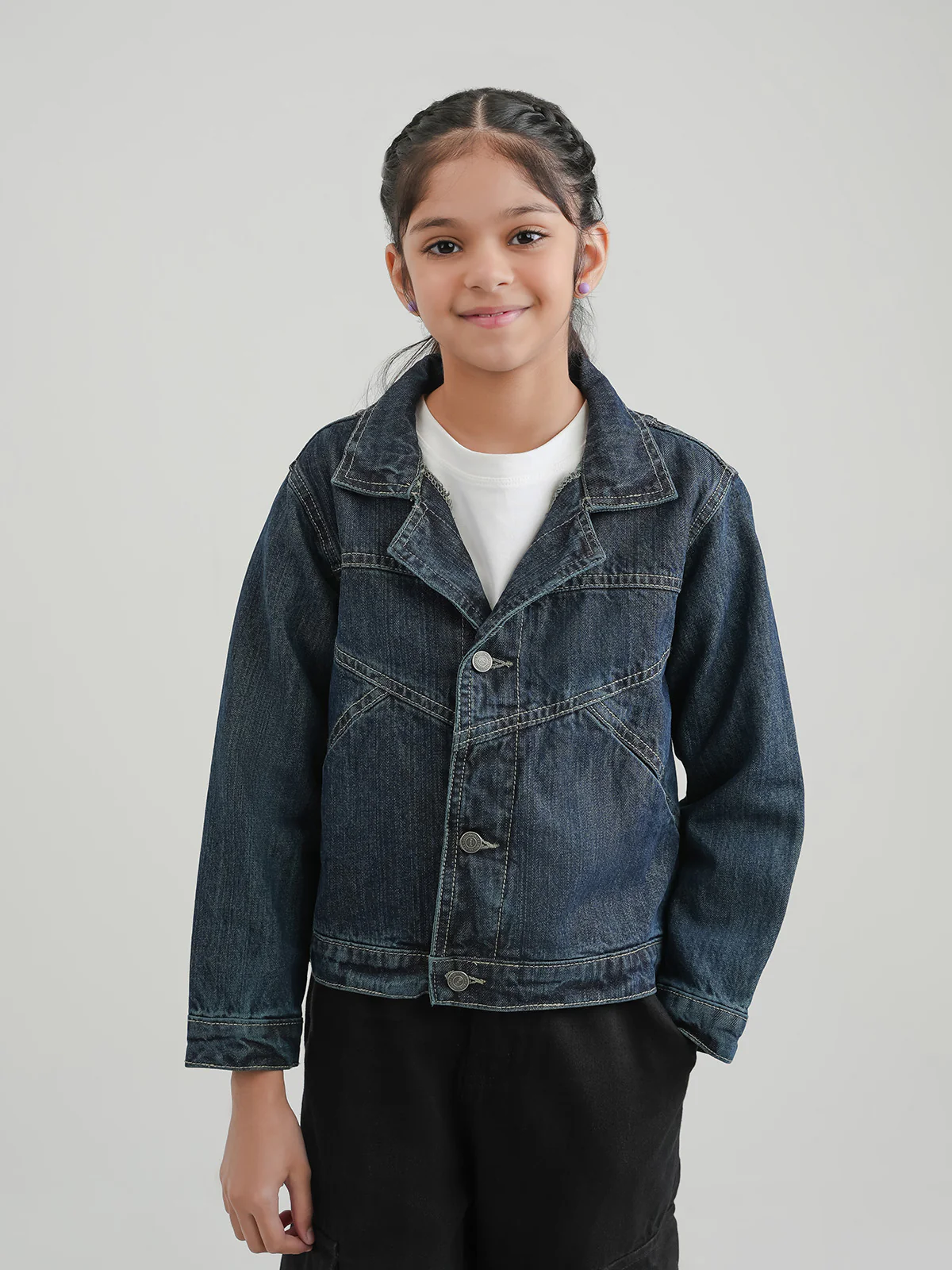 "AUTHARI" Trendy Cropped Denim Jacket - Image 3