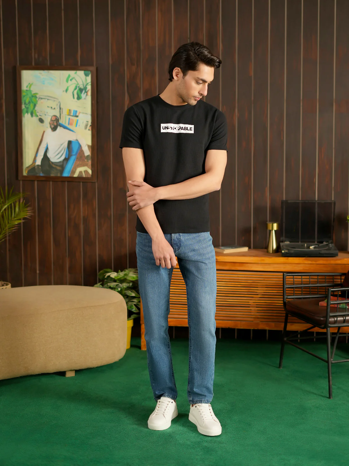 "BASIL" Regular Fit Jacquard T-Shirt - Image 2