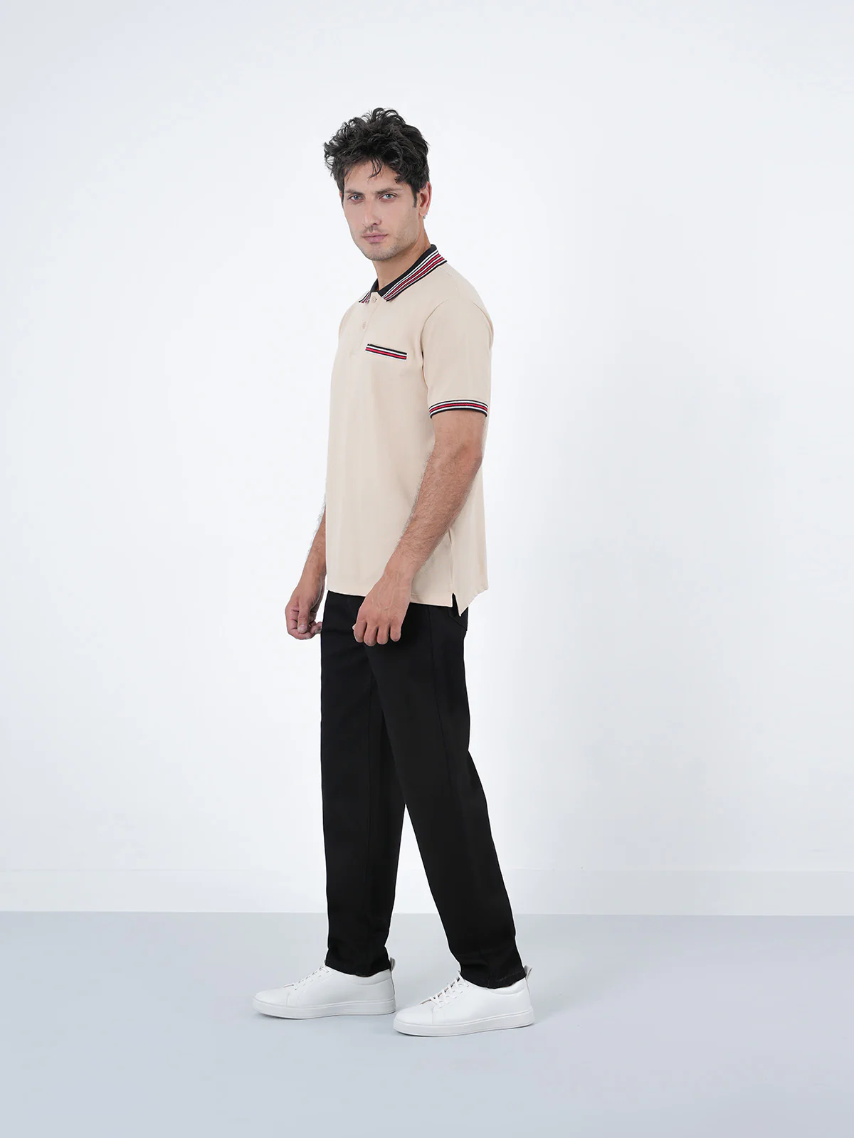 "CADIZ" Solid Regular Fit Polo Shirt - Image 3