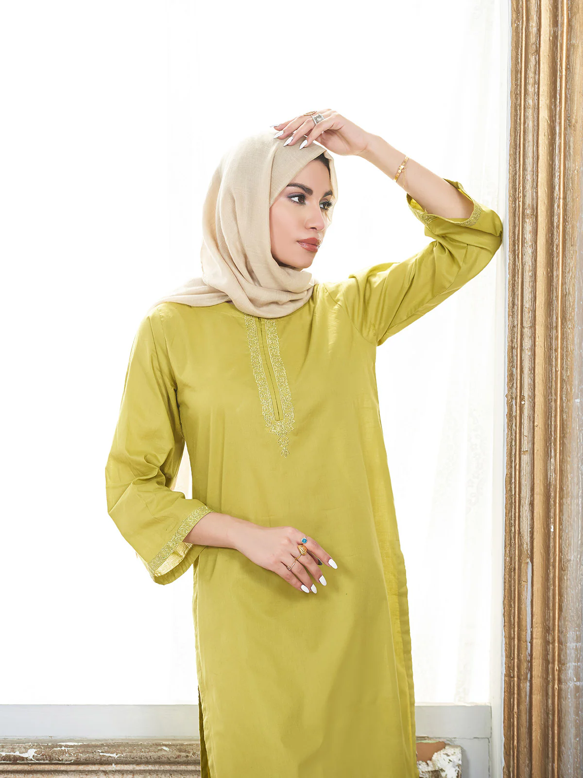 "CAMREN" Casual Plain Cambric Two Piece Suit - Image 5