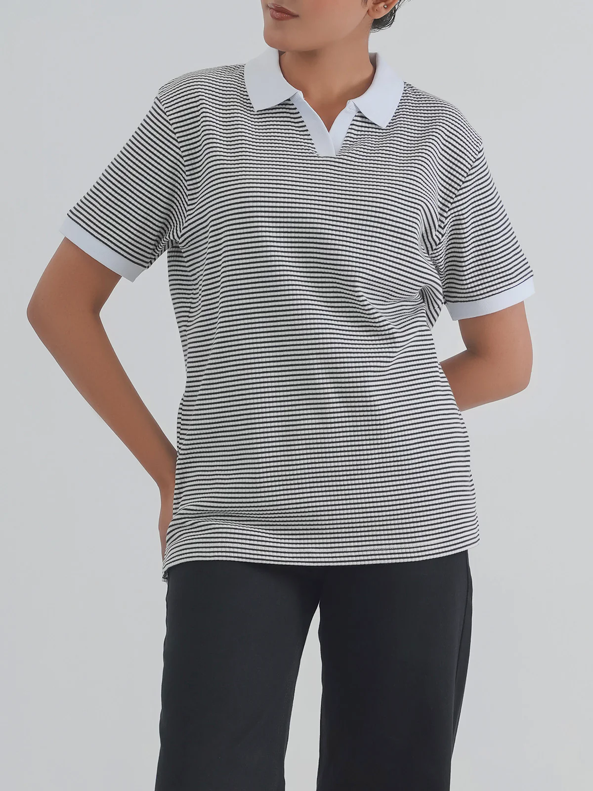 "CESCA" Yarn Dyed Regular Fit T-Shirt
