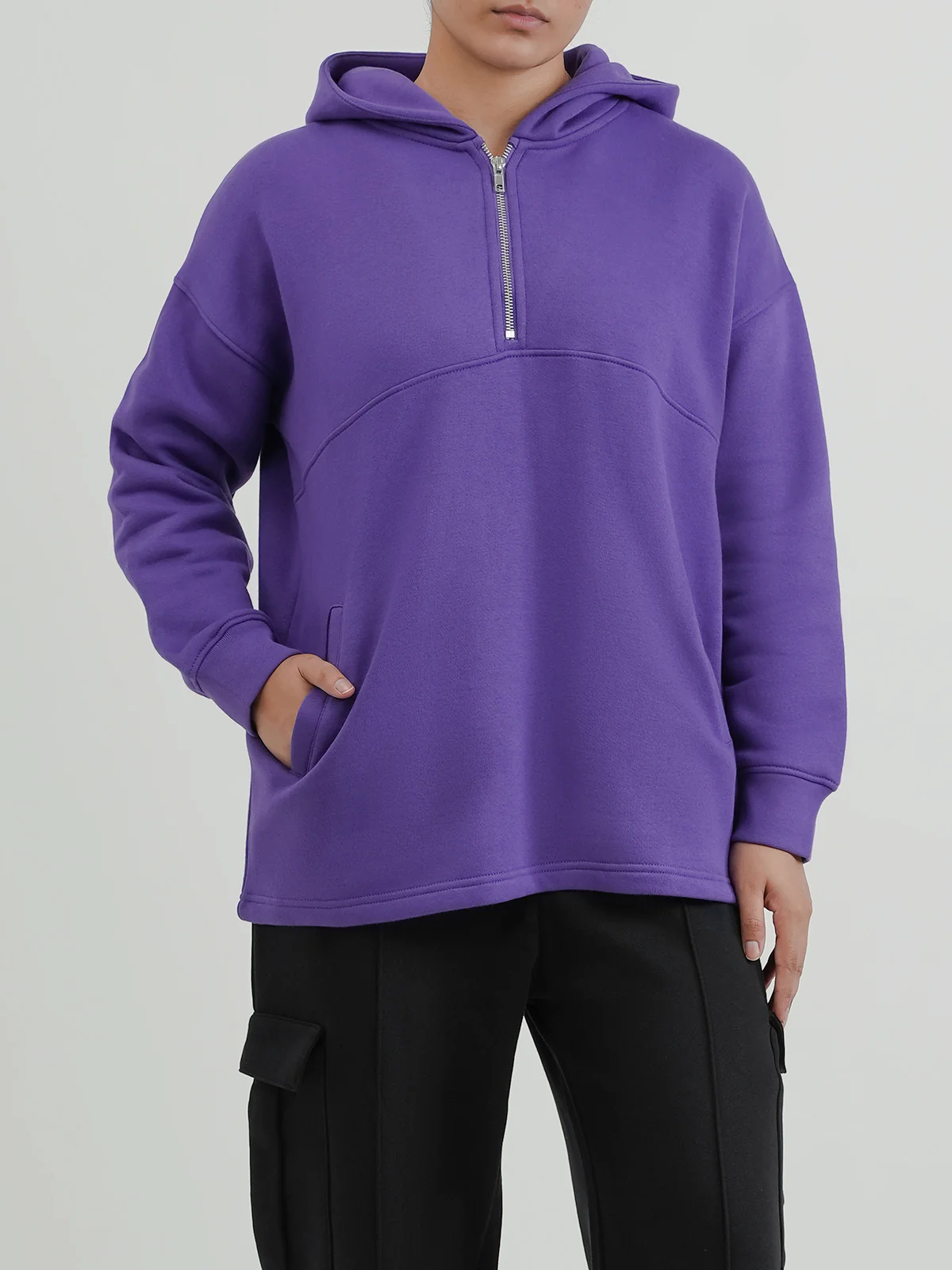 "CHEREE" Classic Textured Fleece Hoodie