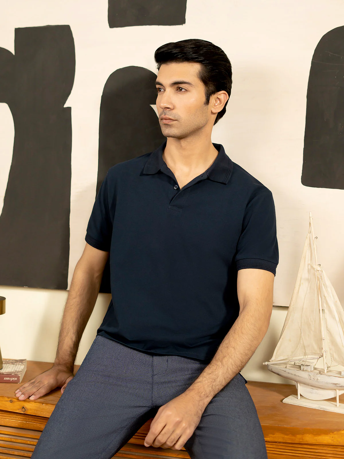"DEAN" Regular Basic Pique Polo Shirt - Image 3