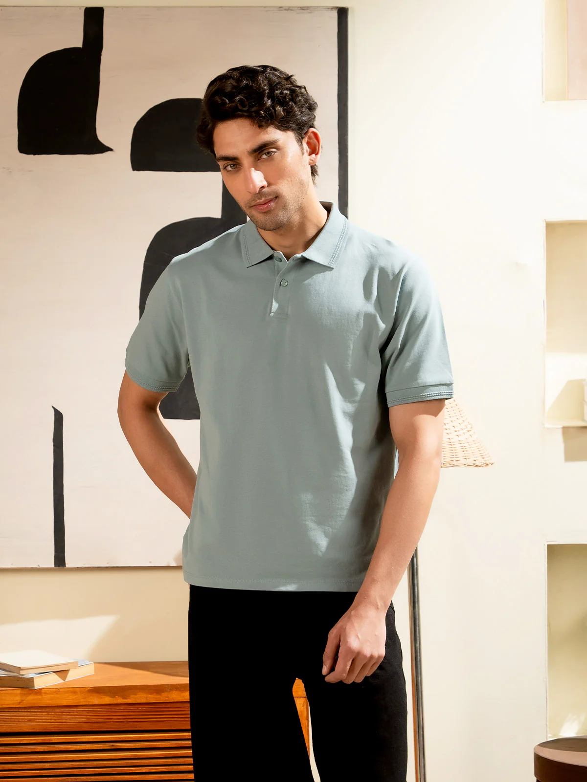 "DEAN" Regular Basic Pique Polo Shirt - Image 3