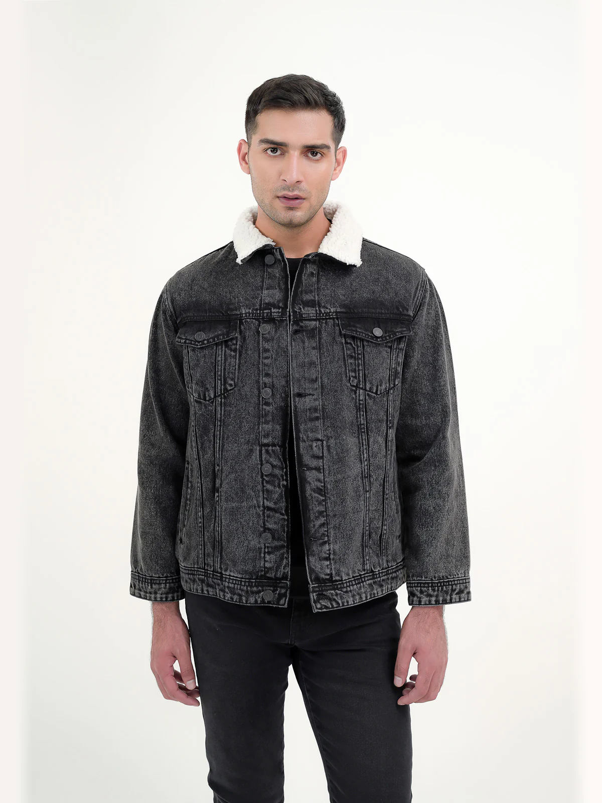 "FLORAS" Casual Sherpa Lining Denim Jacket - Image 2