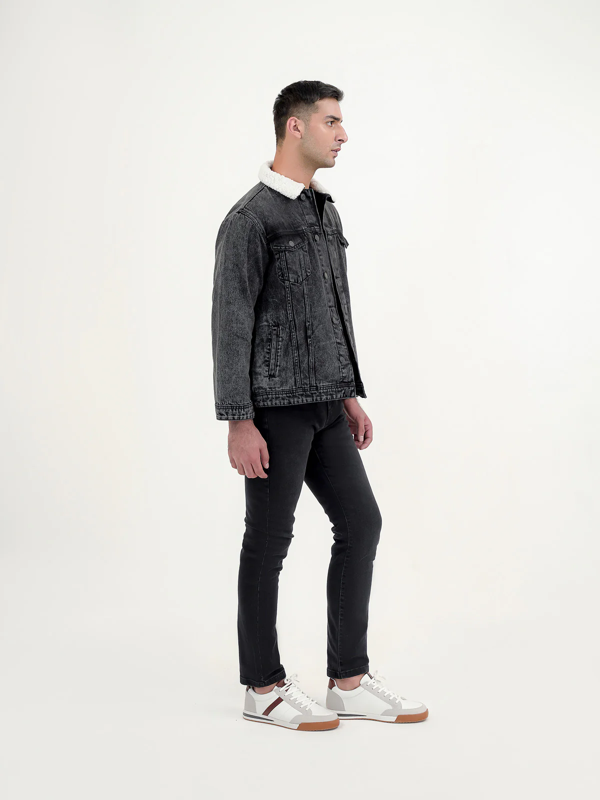 "FLORAS" Casual Sherpa Lining Denim Jacket - Image 3