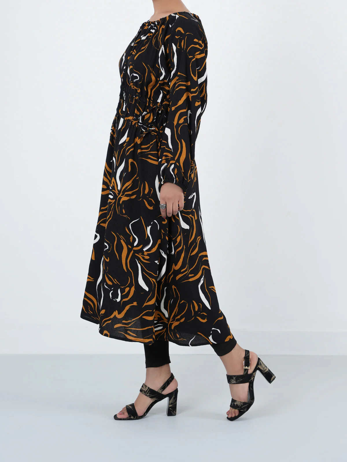 "FUSAO" Printed Regular Fit Cotton Dress - Image 3
