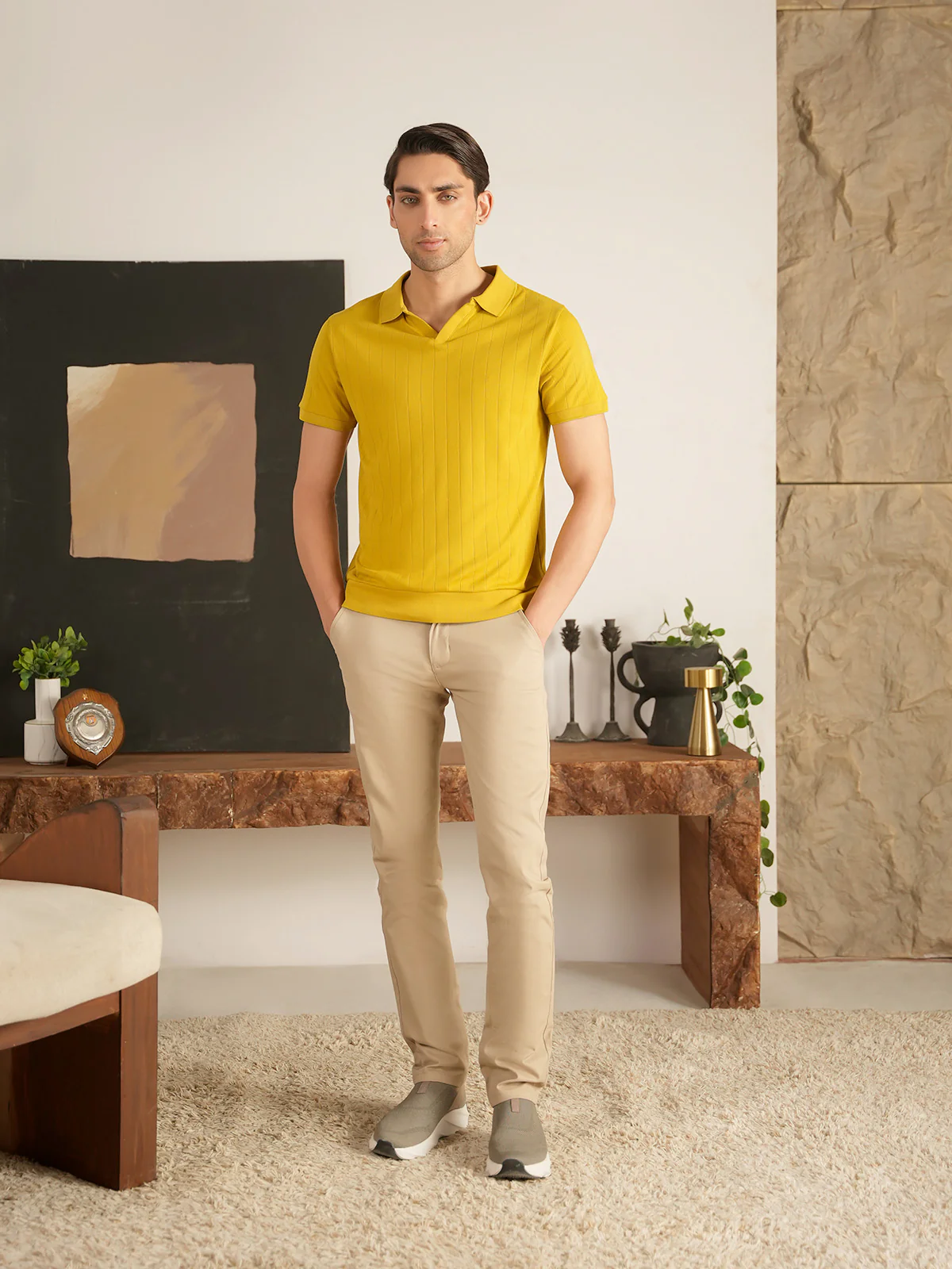 "JACQUE" Regular Fit Textured Polo Shirt - Image 3