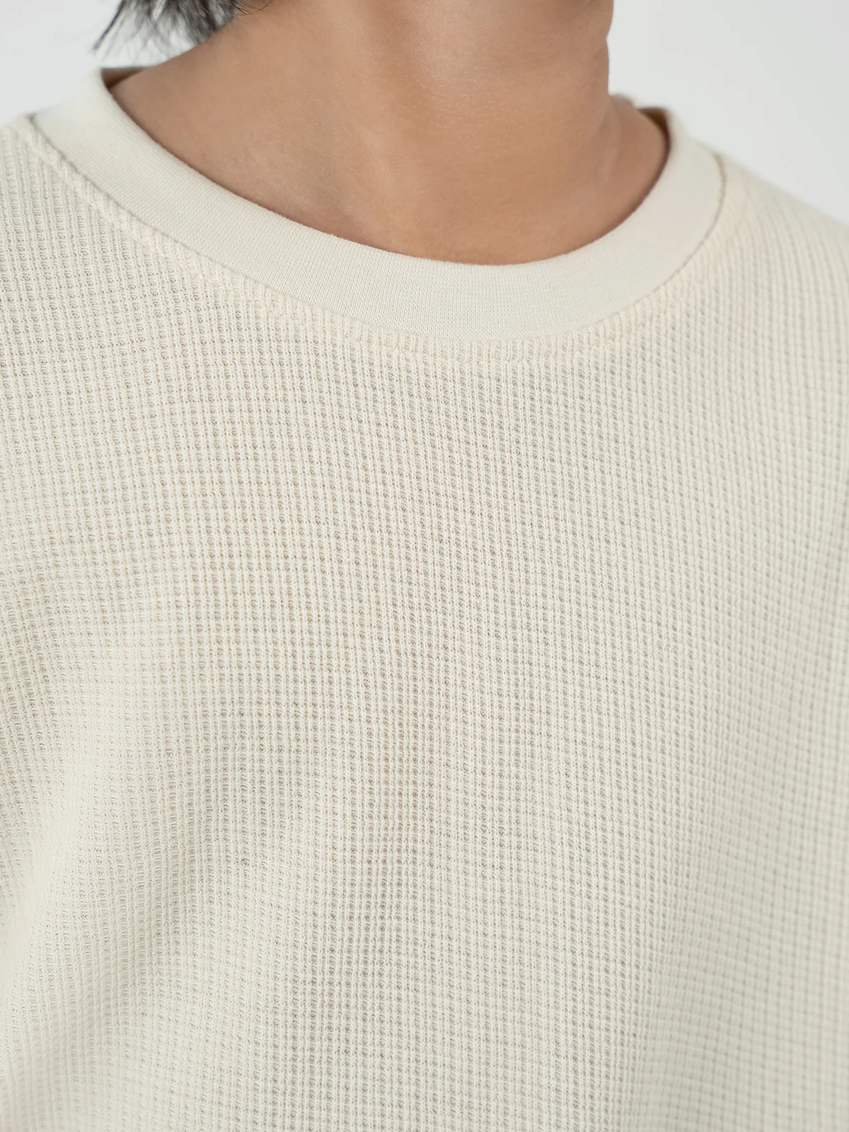 "KARSYN" Basic Drop Shoulder Jacquard T-Shirt - Image 4