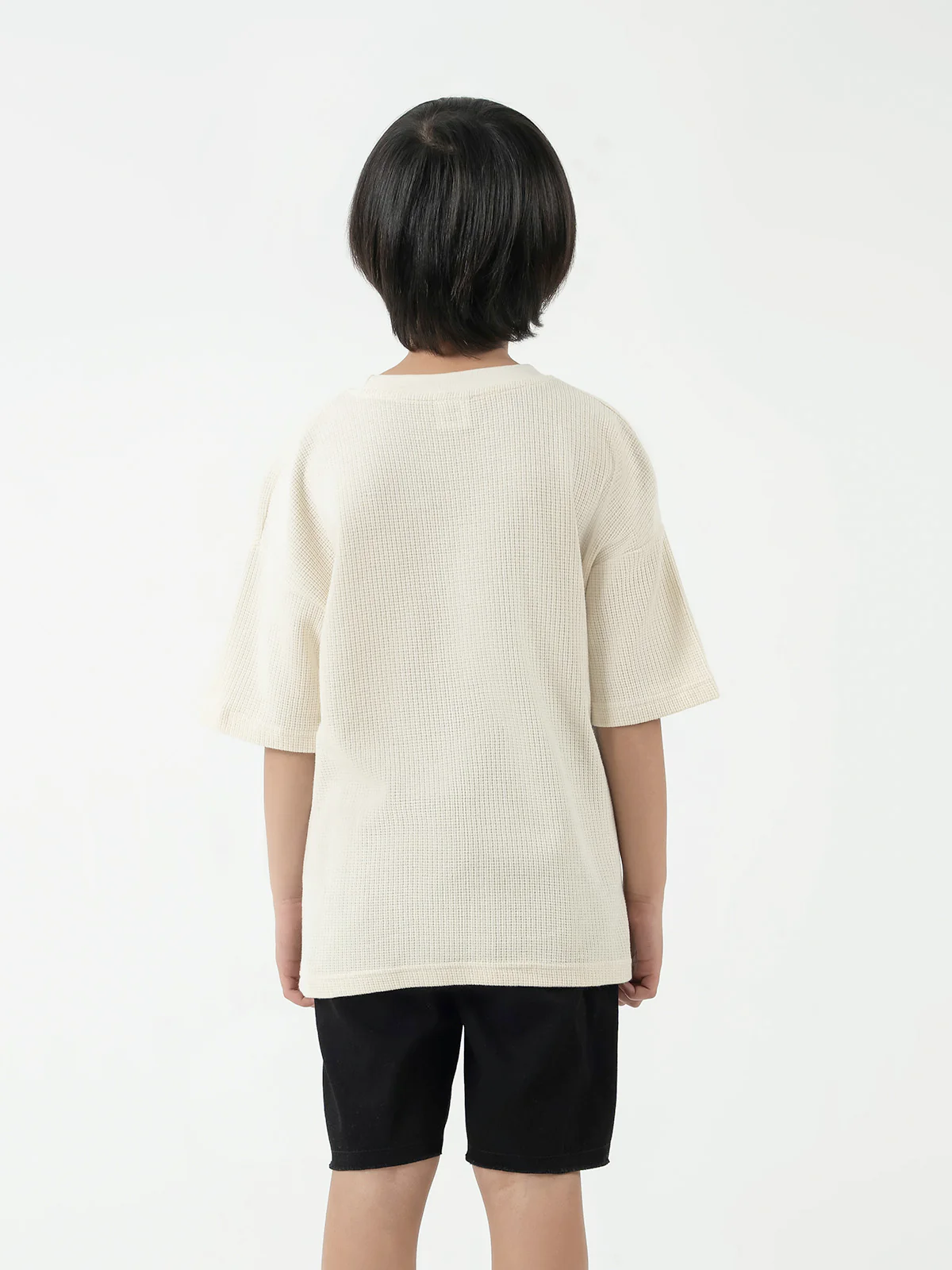 "KARSYN" Basic Drop Shoulder Jacquard T-Shirt - Image 5