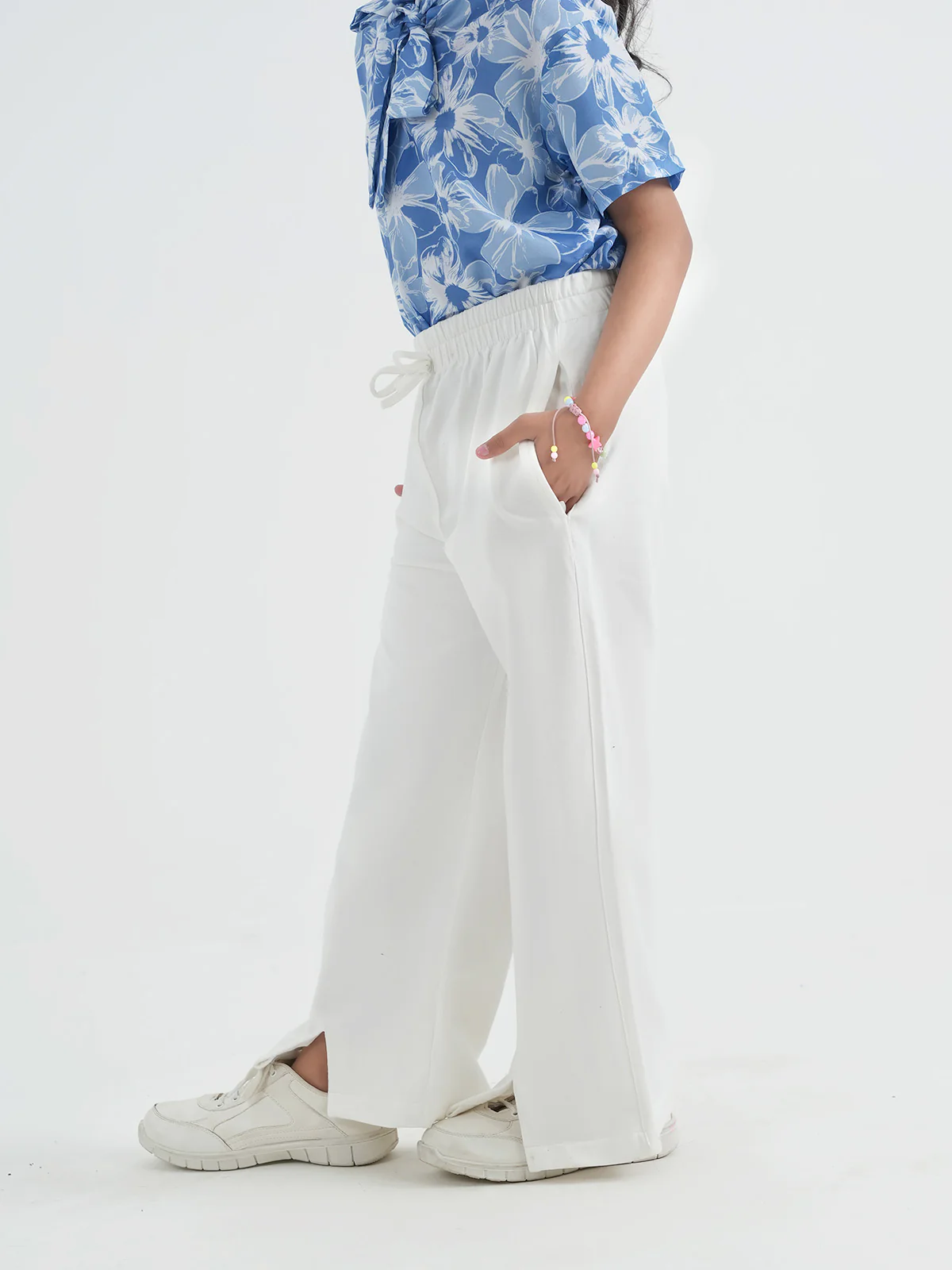 "KEZIA" Solid Terry Knit Plazo Trouser - Image 3
