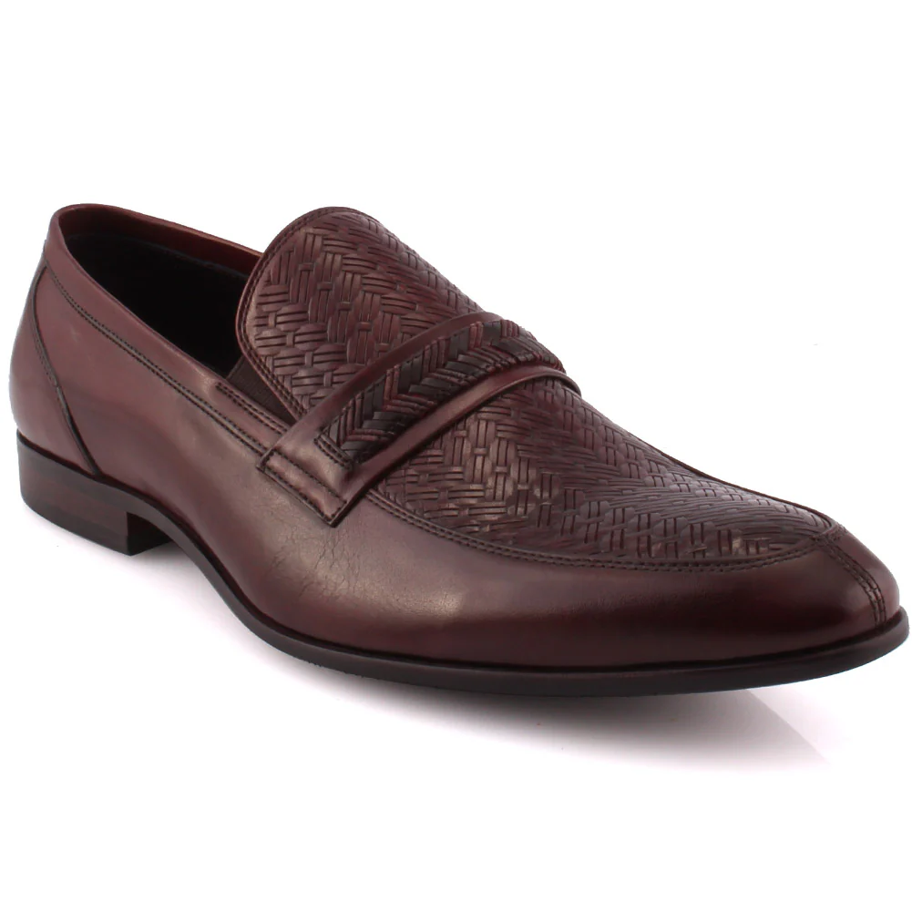 Men “HUDSON” Textured Penny Leather Loafers
