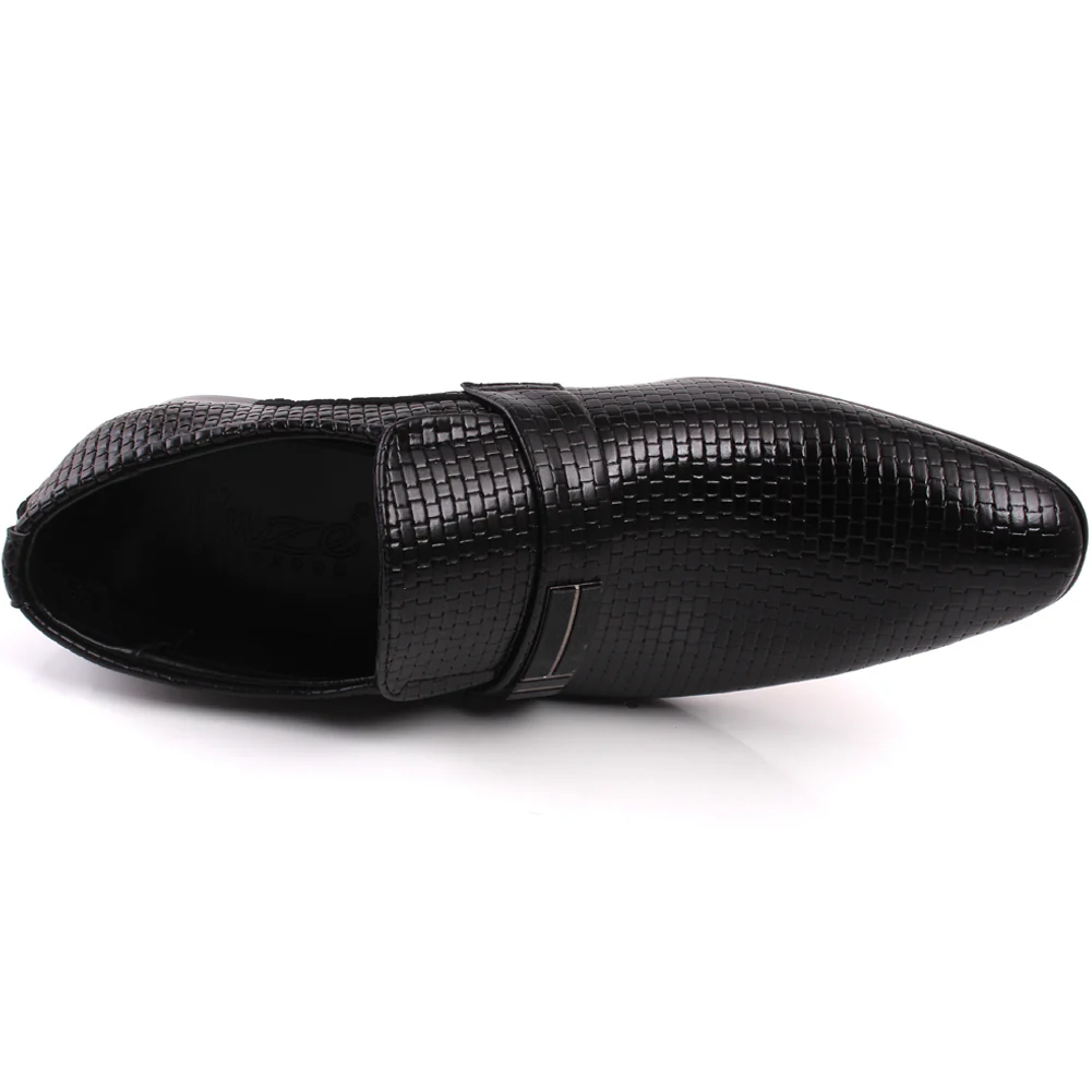 Men “Hurley” Pointy Toe Dual Shade Textured Buckle Loafer Shoes - Image 4