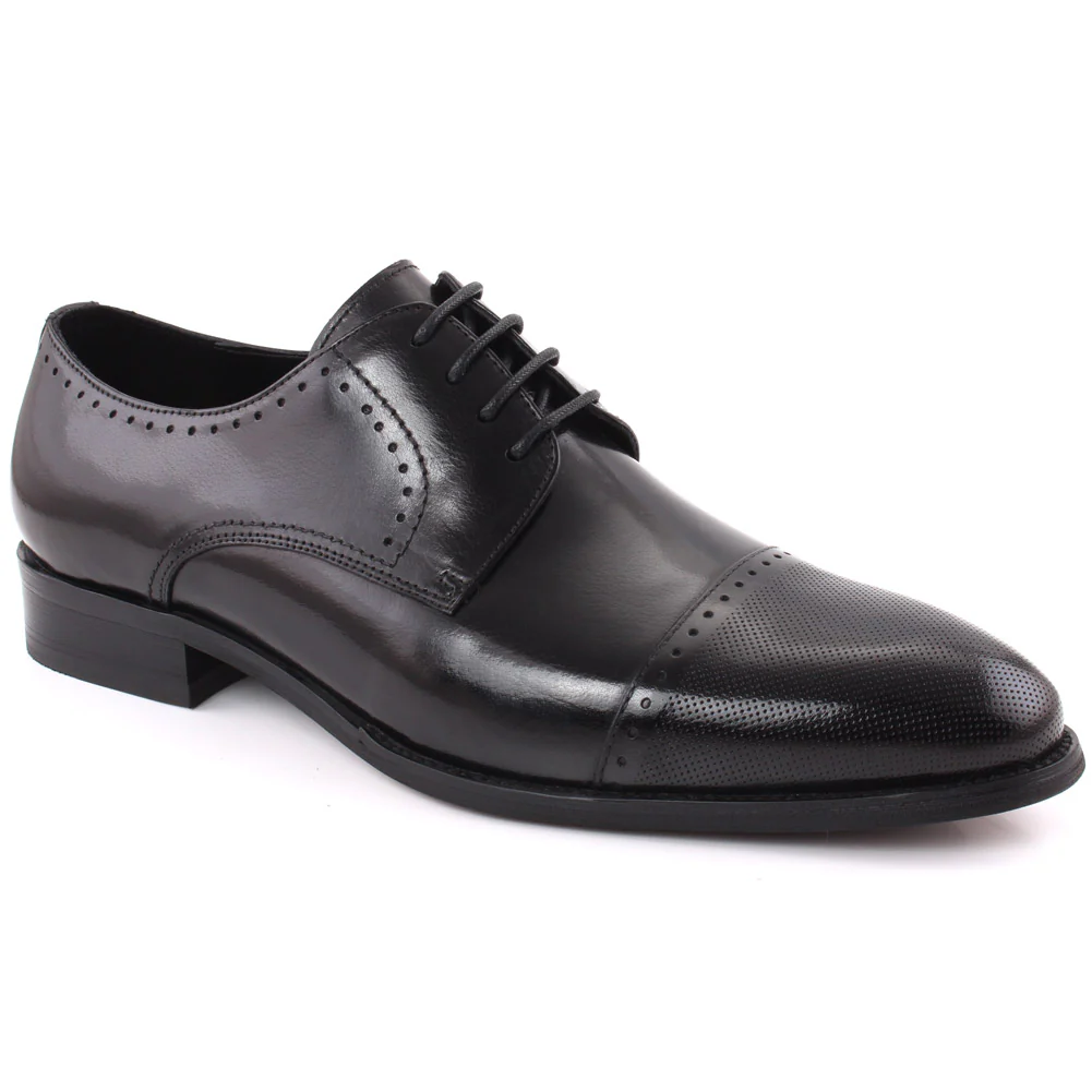 Men “LOUIE” Closed Lace Perforated Cap Toe Leather Formal Shoes