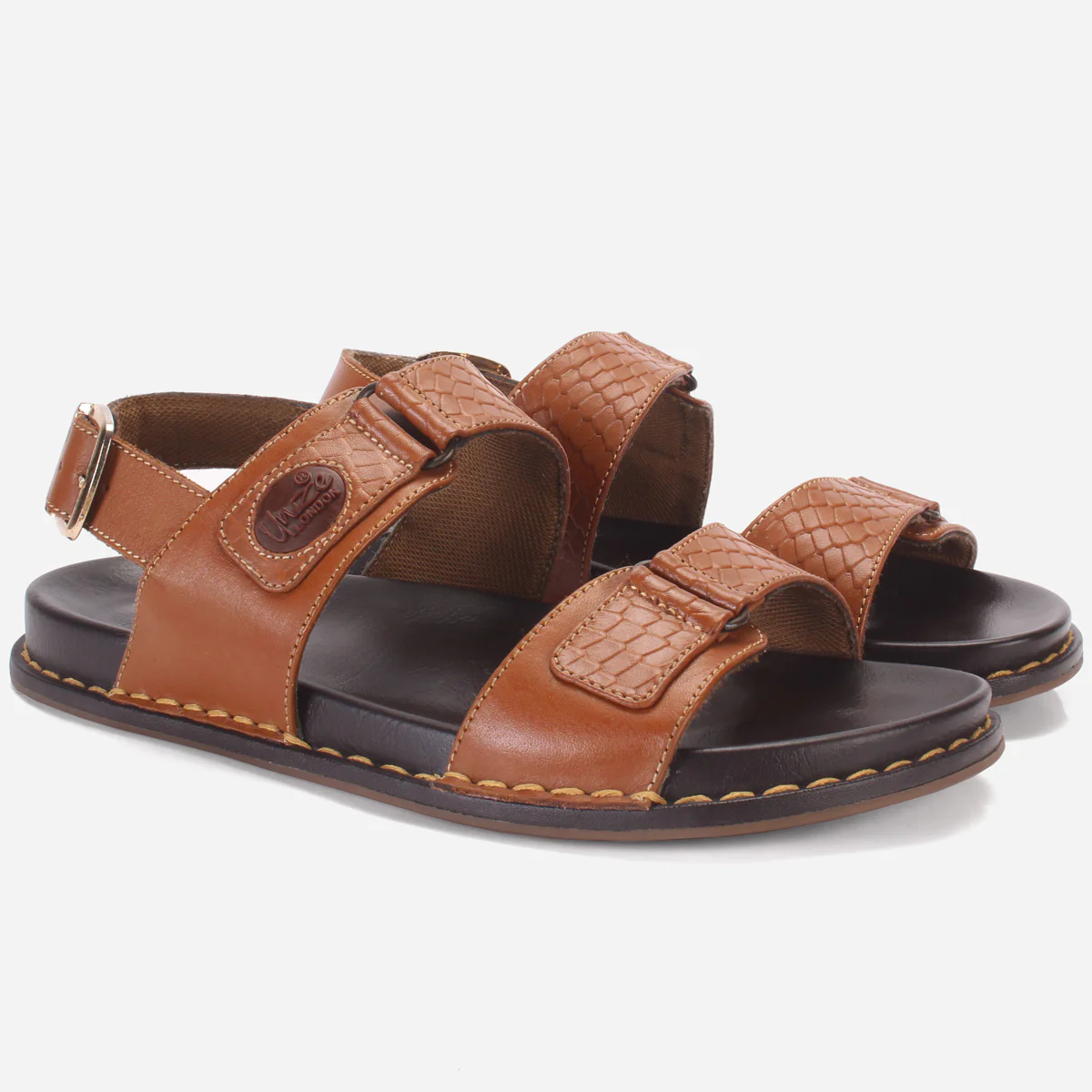 Men "VEERO" Leather Open Toe Summer Flat Sandals - Image 2