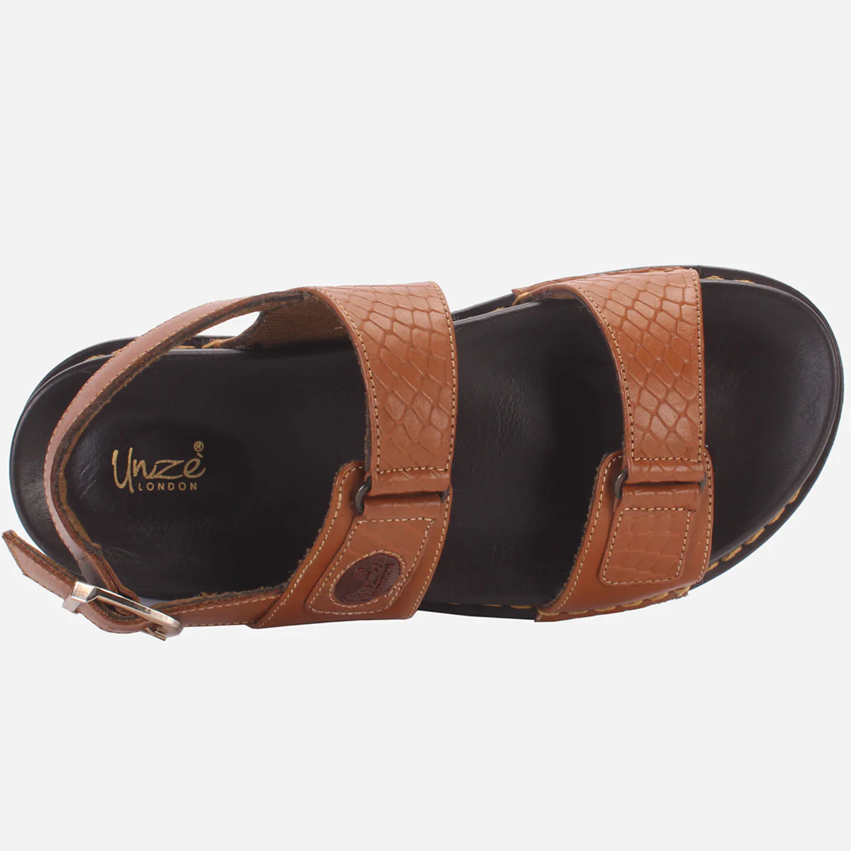 Men "VEERO" Leather Open Toe Summer Flat Sandals - Image 4