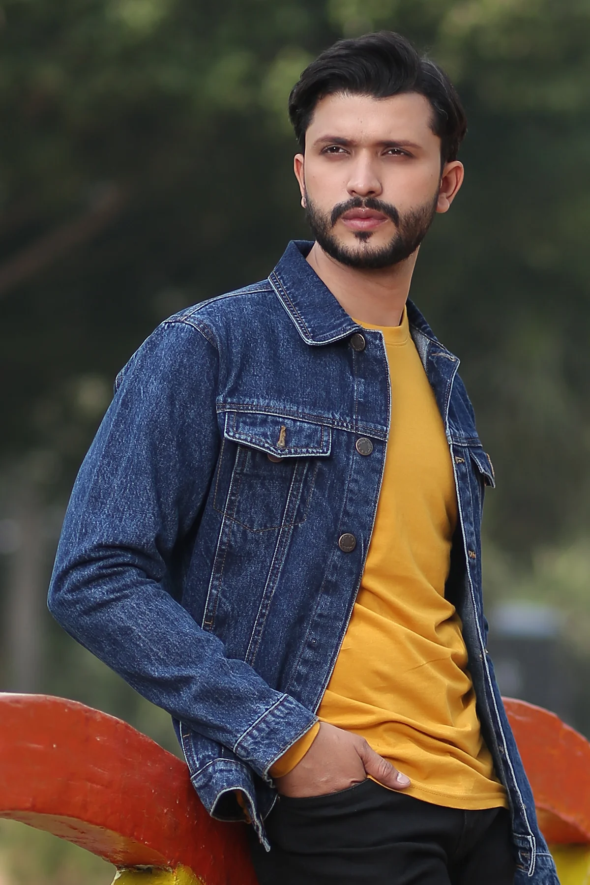 "ALEXl" Cotton Denim Sherpa Jacket Outerwear - Image 2
