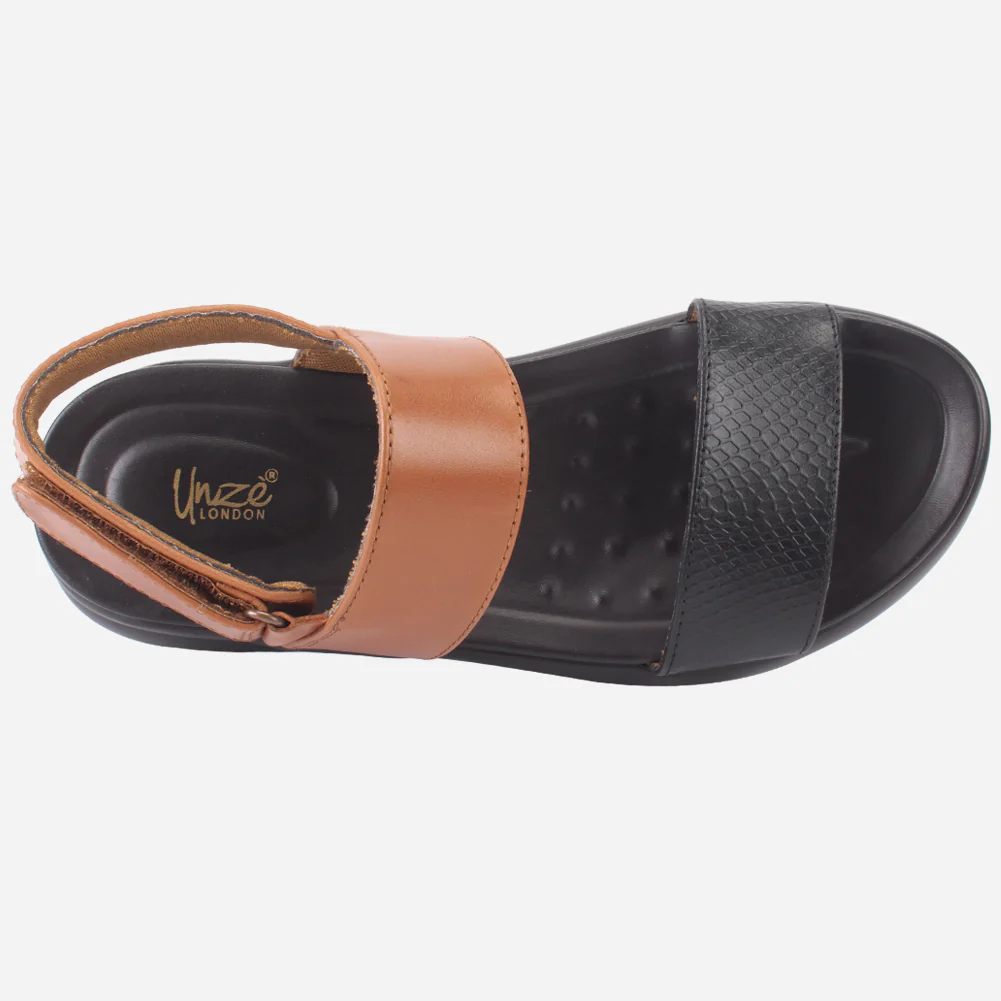 Mens "ALEY" Leather Velcro Everyday Summer Sandals - Image 4