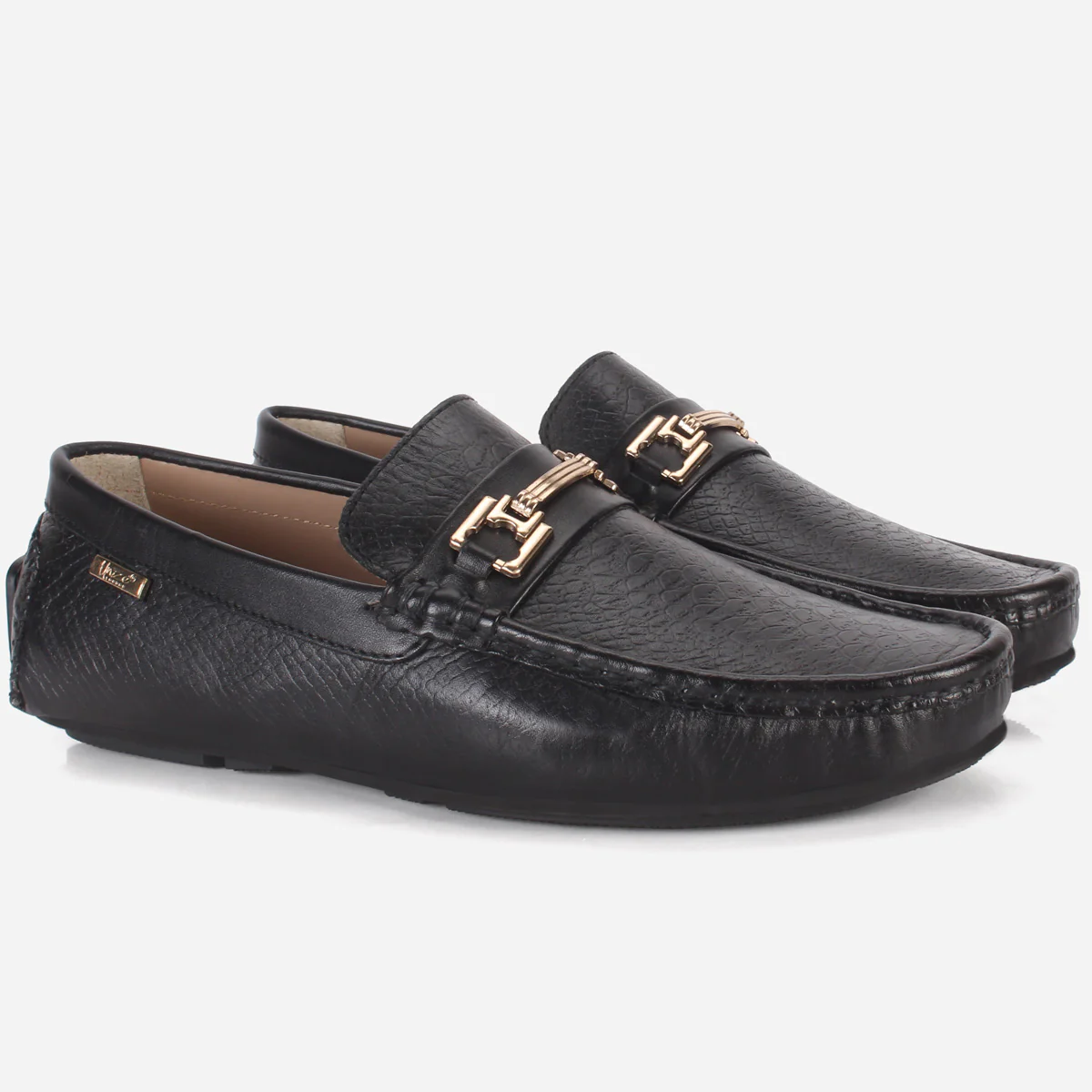 Men's "ALPHA" Textured Leather Moccasins Shoes - Image 2