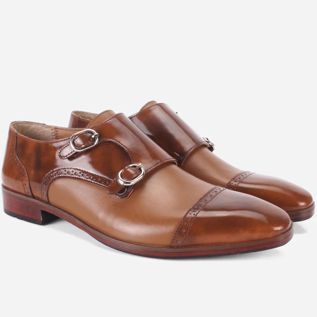 Mens "BLAISE" Double Tone Monk Strap Shoes - Image 2