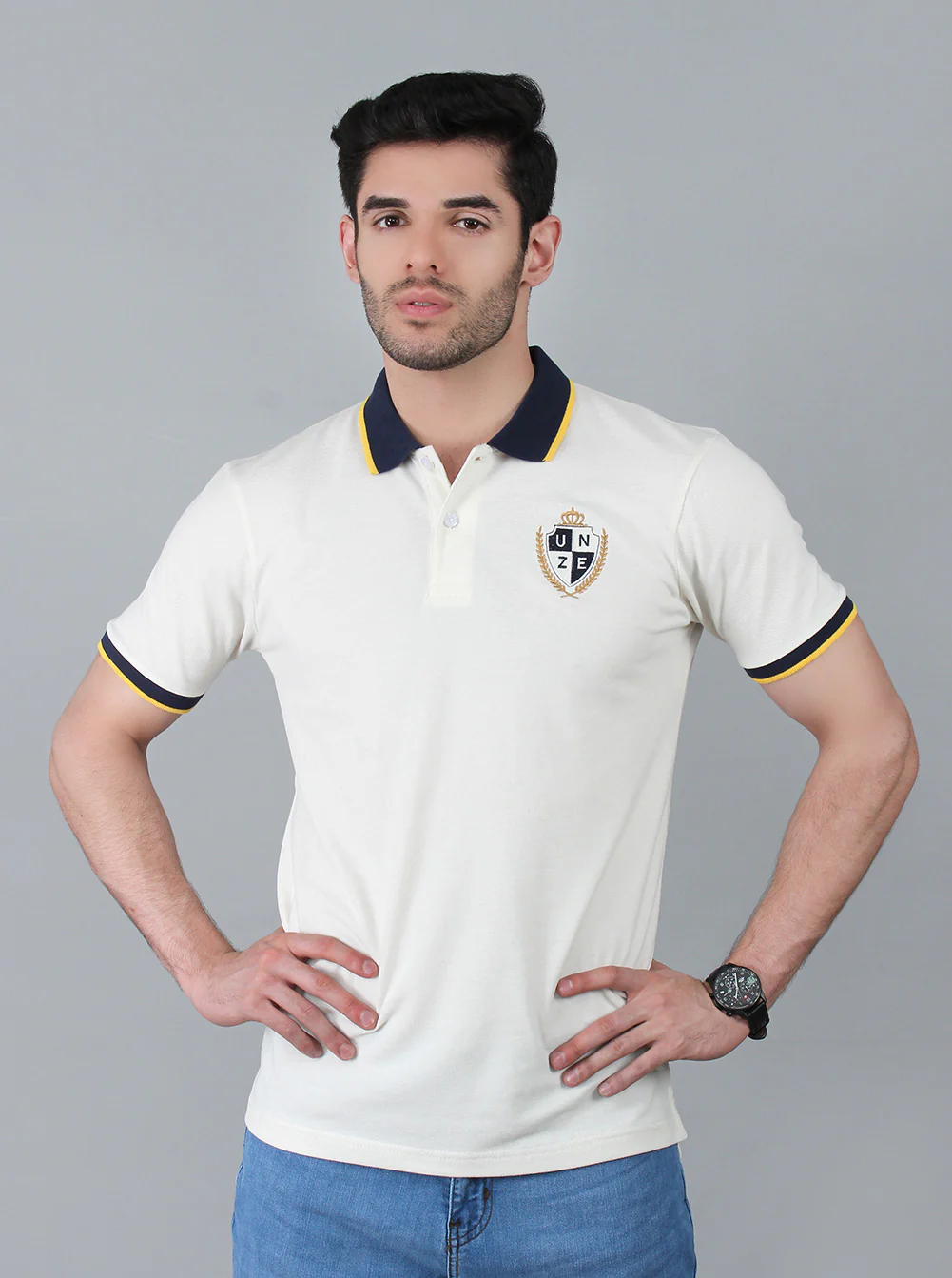 Men's "DENNIS" White Polo Shirt