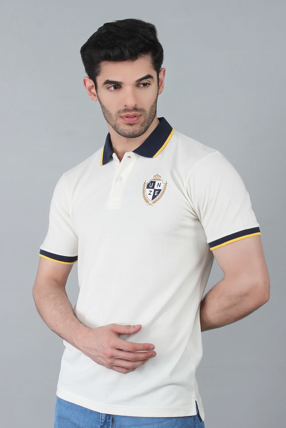 Men's "DENNIS" White Polo Shirt - Image 2