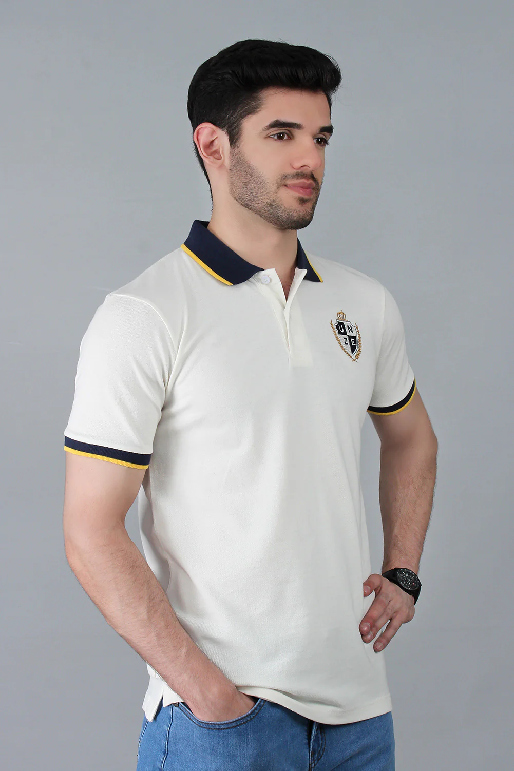Men's "DENNIS" White Polo Shirt - Image 3