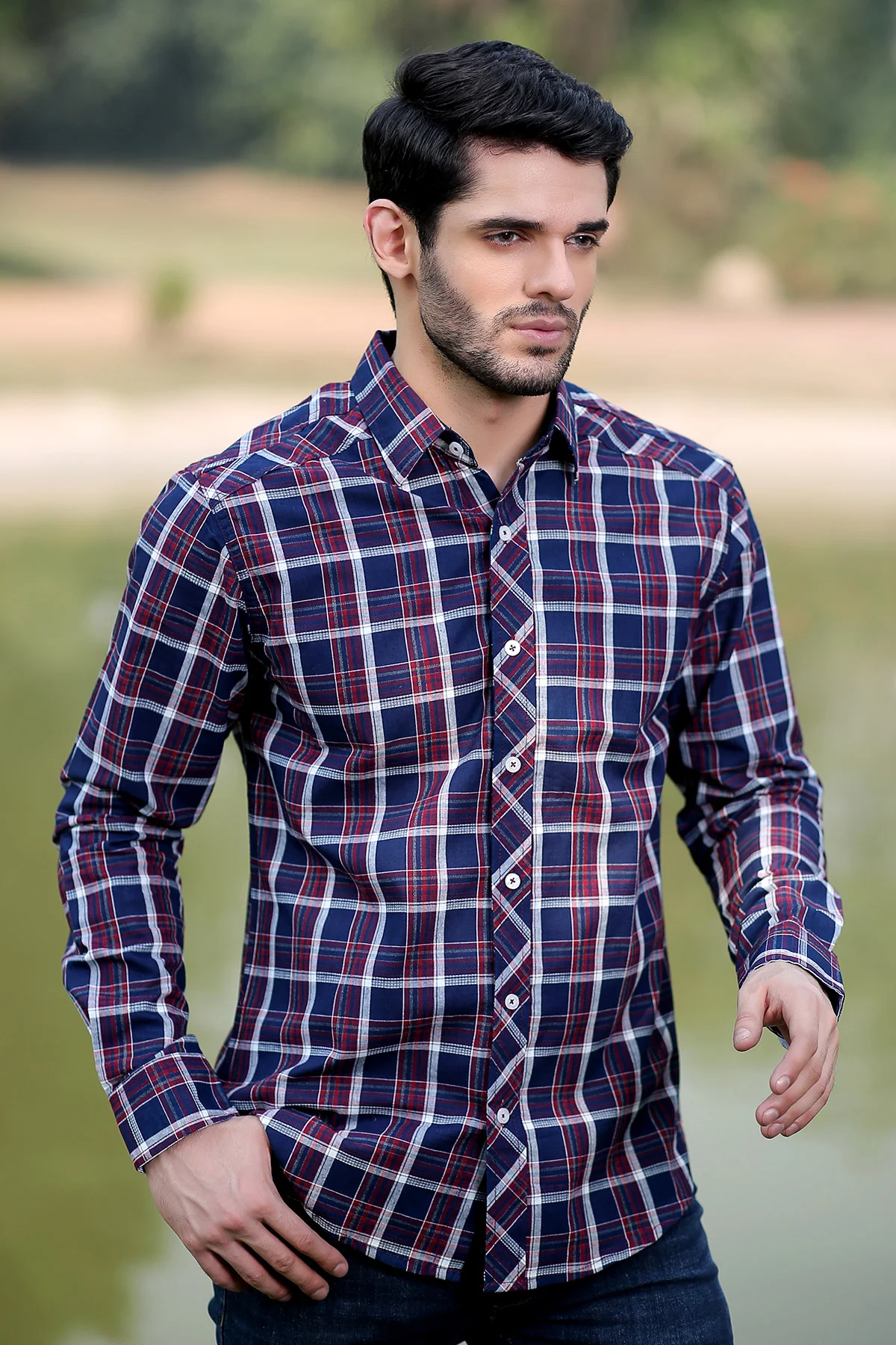 Mens "JAMES" Cotton Full Sleeves Checked Shirt