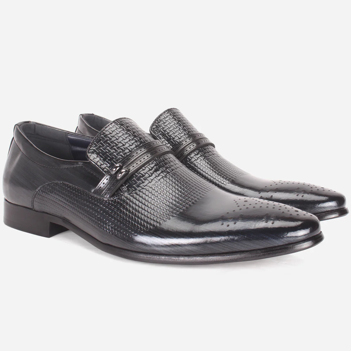 Mens "MILANO" Leather Dress Formal Slide In Shoes - Image 2
