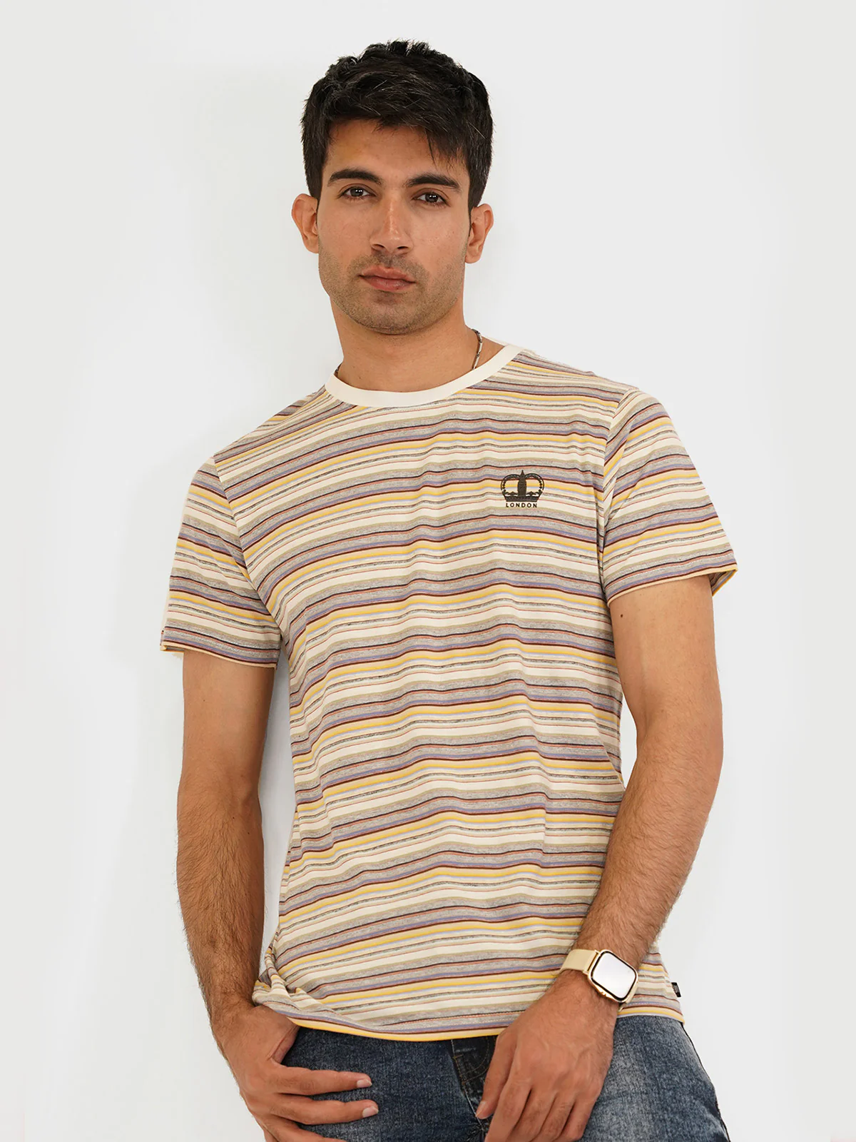 "NEVIO" Crew Neck Slim Fit T-Shirt - Image 3