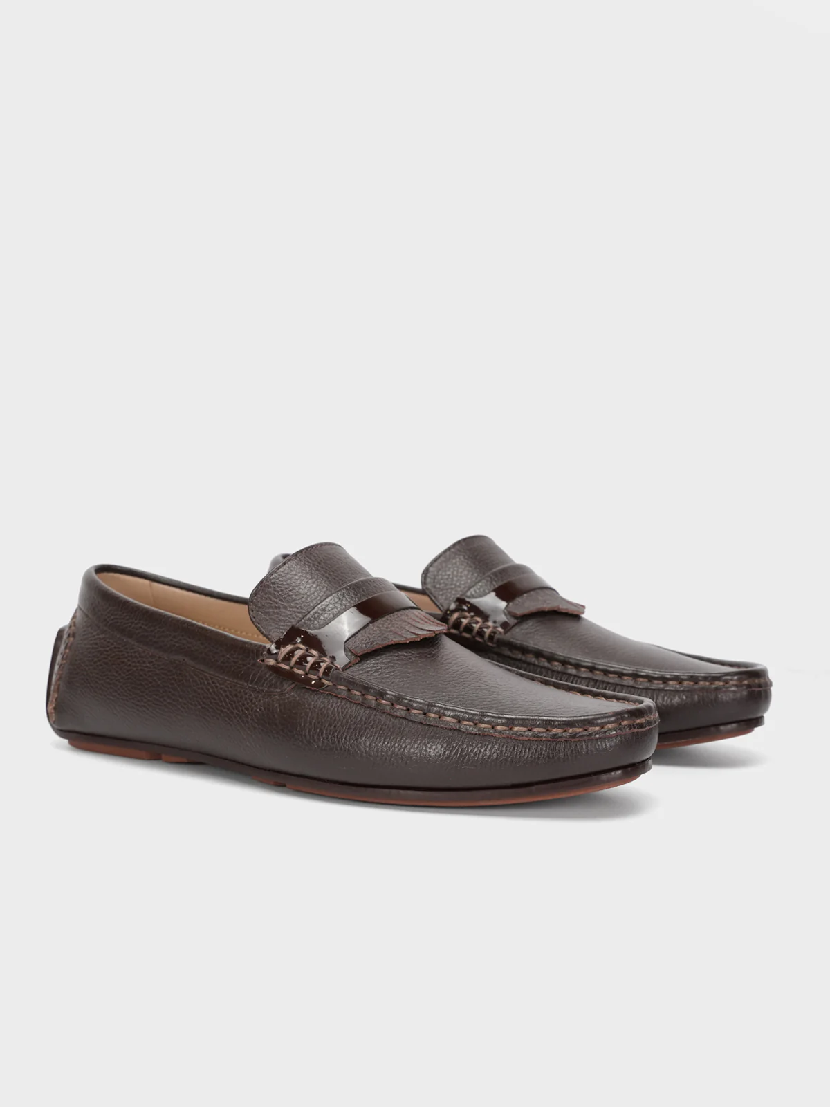 Mens "TRINITY" Leather Rounded Toe Moccasins - Image 2