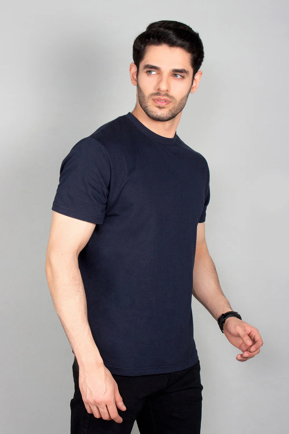 Mens" VINEY" Basic Cotton Crew Neck T-Shirt - Image 3