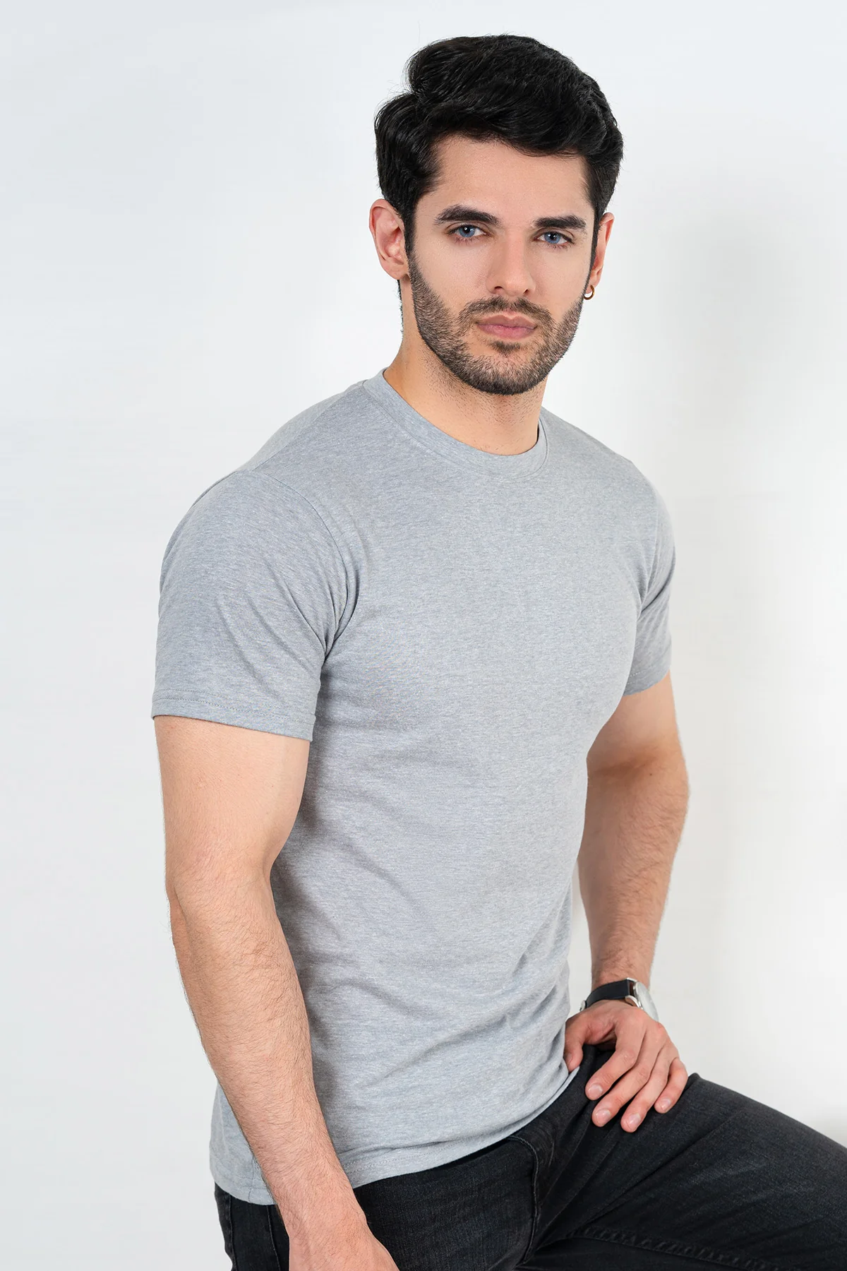 Mens" VINEY" Basic Cotton Crew Neck T-Shirt - Image 3