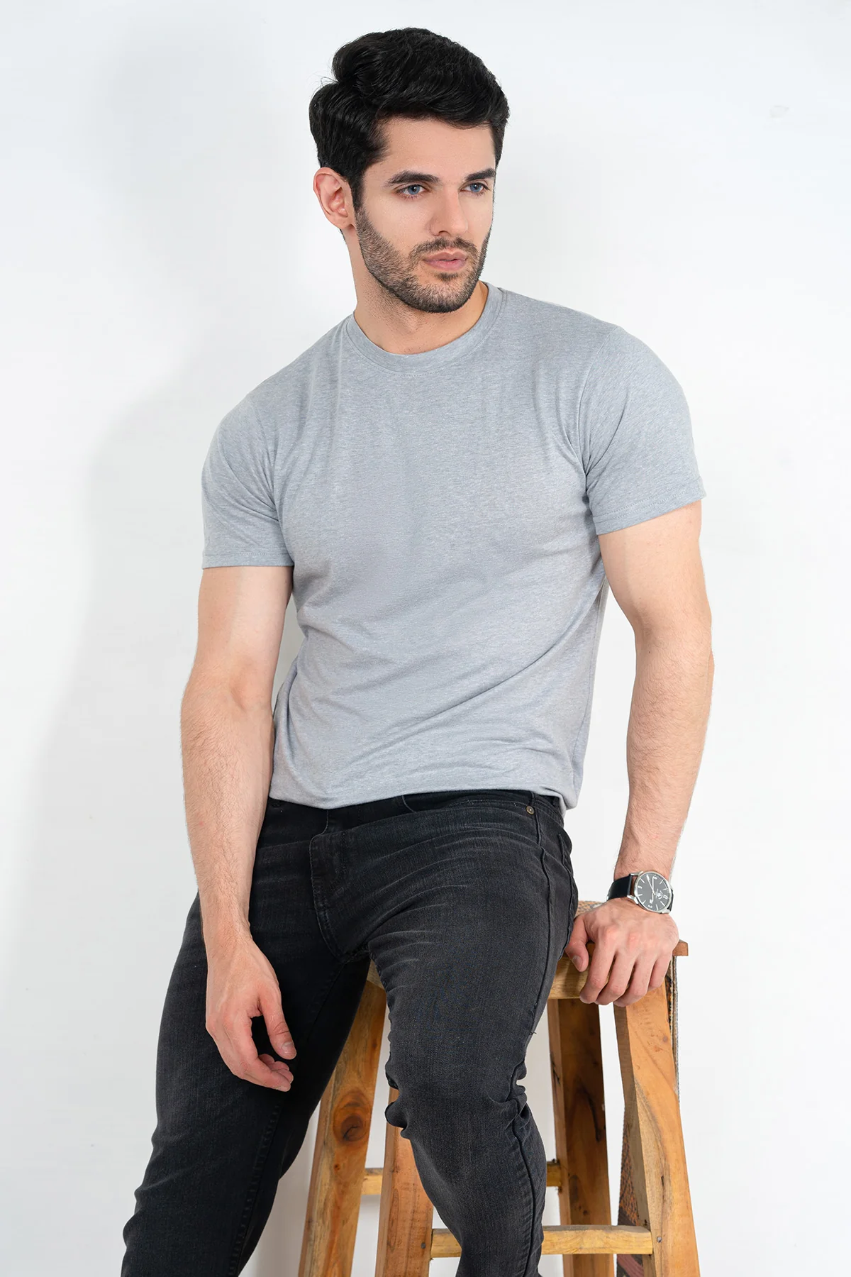 Mens" VINEY" Basic Cotton Crew Neck T-Shirt - Image 5