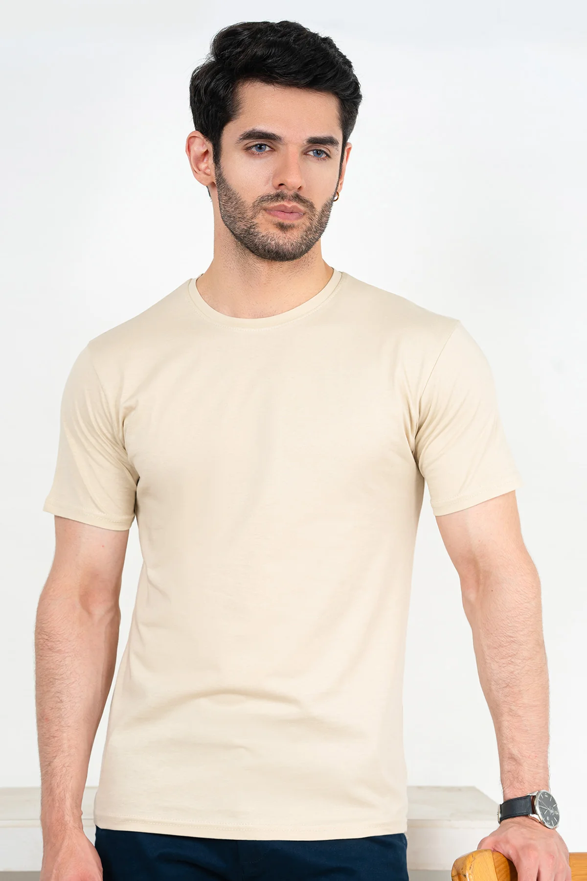Mens" VINEY" Basic Cotton Crew Neck T-Shirt