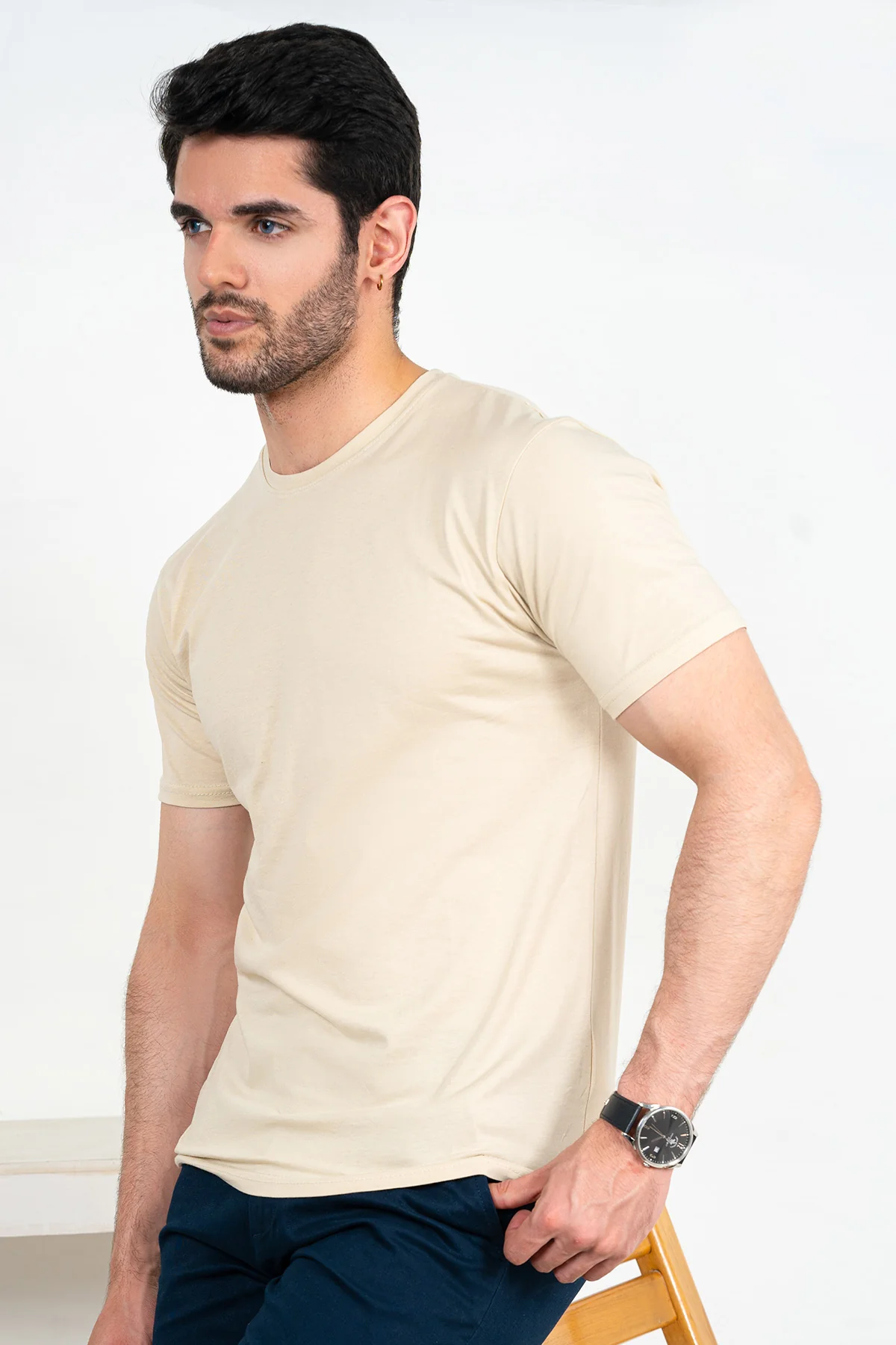 Mens" VINEY" Basic Cotton Crew Neck T-Shirt - Image 2