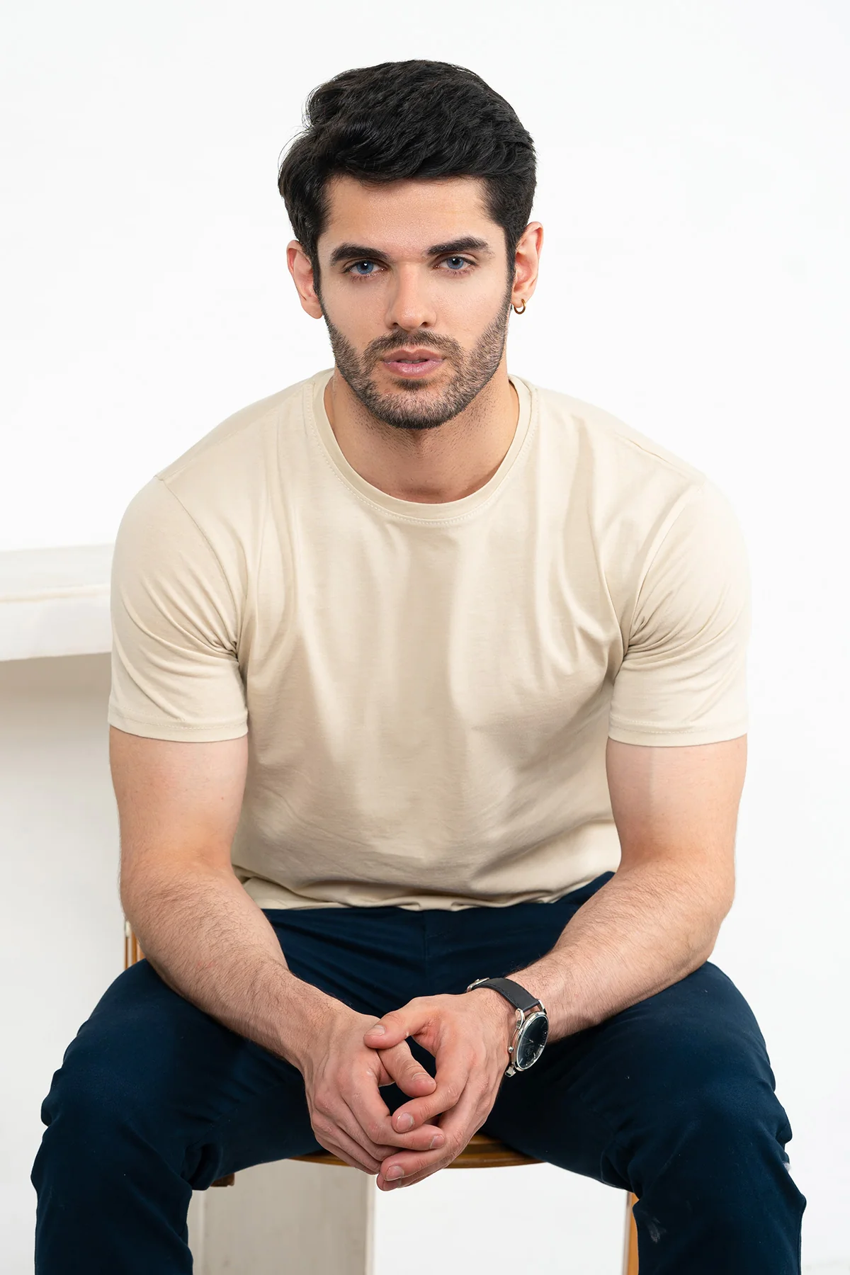 Mens" VINEY" Basic Cotton Crew Neck T-Shirt - Image 3