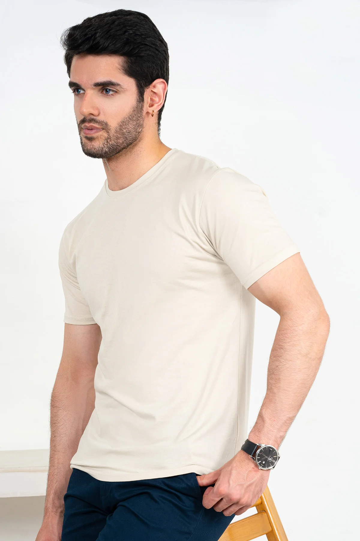 Mens" VINEY" Basic Cotton Crew Neck T-Shirt