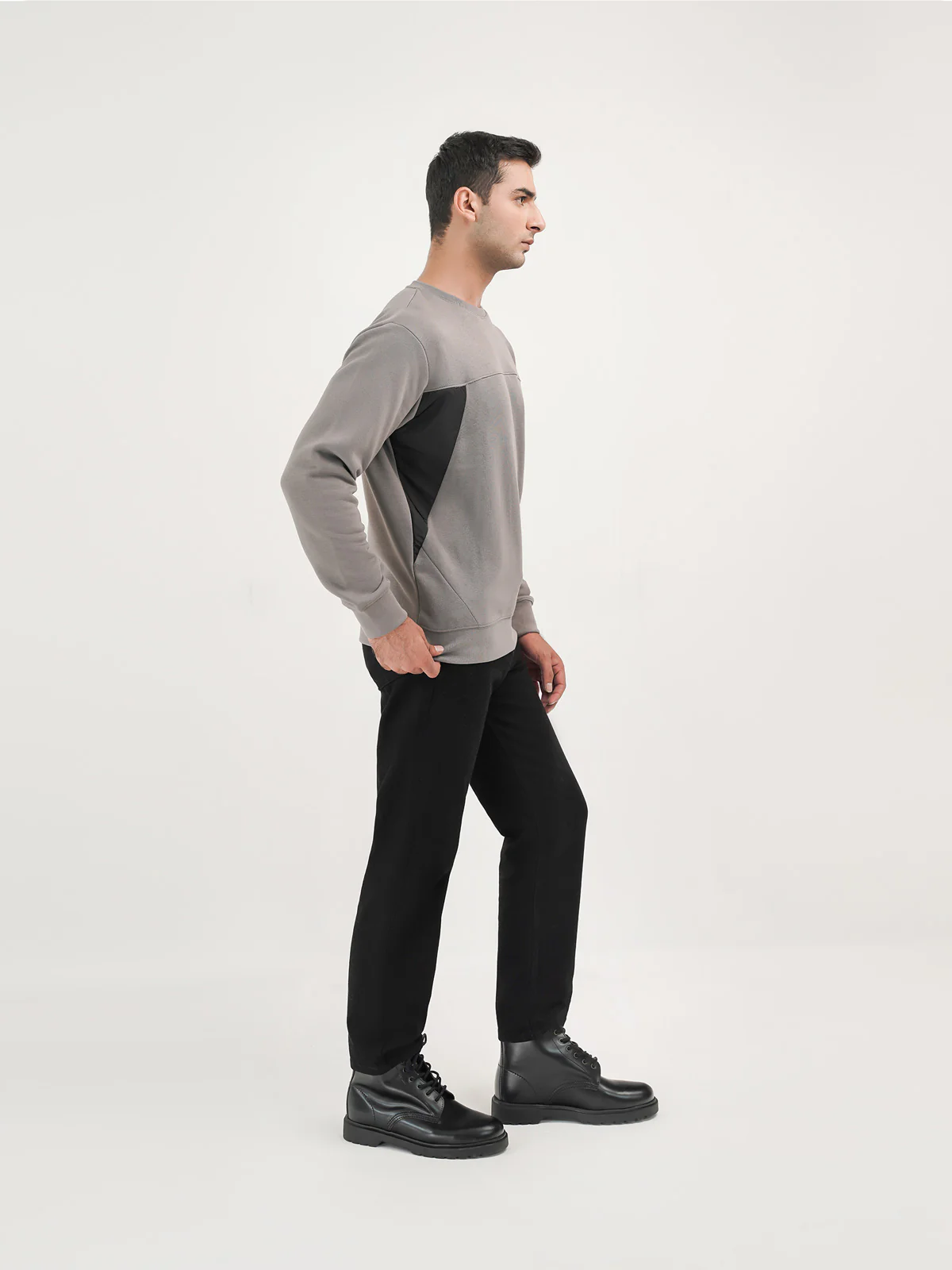 "MICOS" Casual Cut and Sew Sweatshirt - Image 3