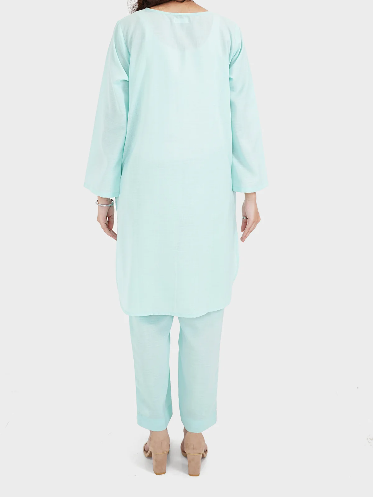 "MIWA" Embriodered Solid Two Piece Suit - Image 2