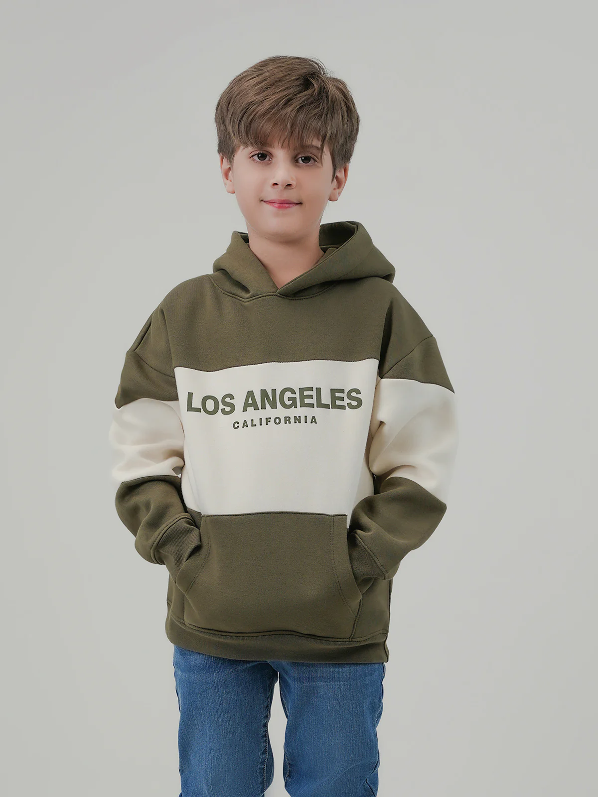 "RIQUIN" Cut &amp; Sew Fleece Hoodie