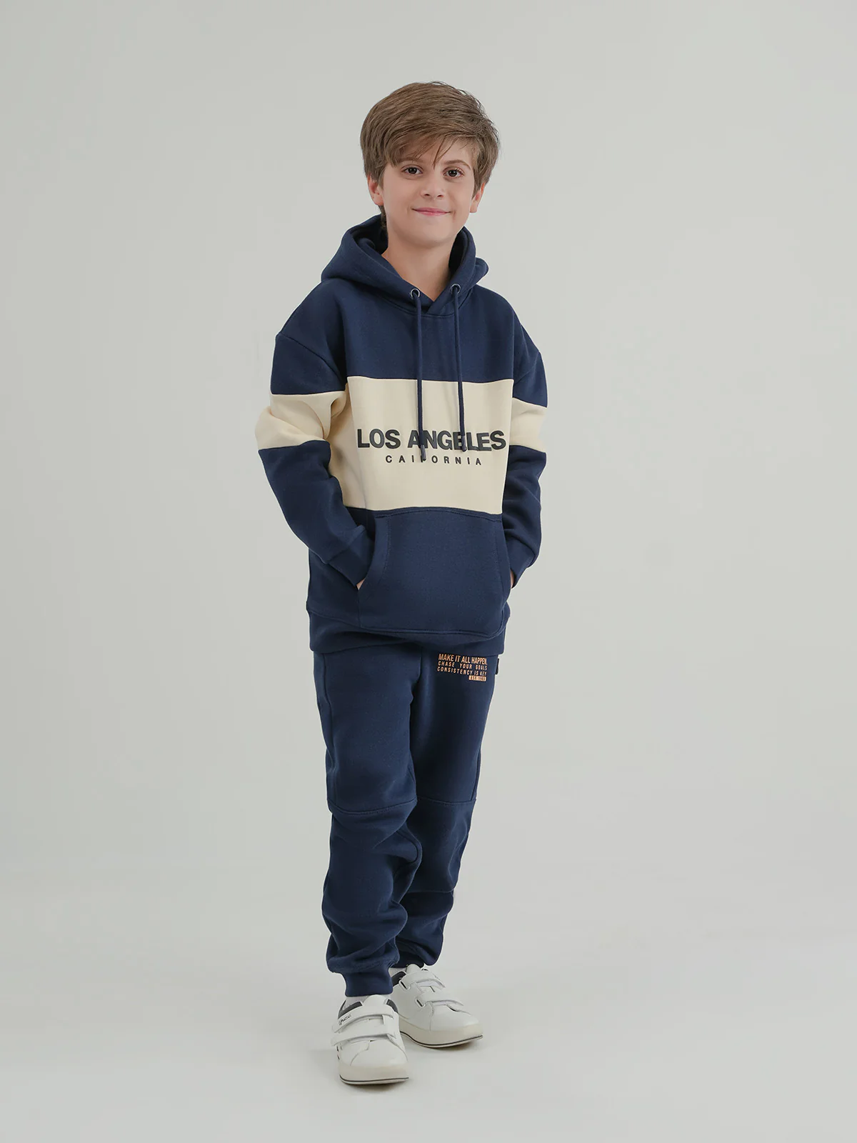 "RIQUIN" Cut & Sew Fleece Hoodie