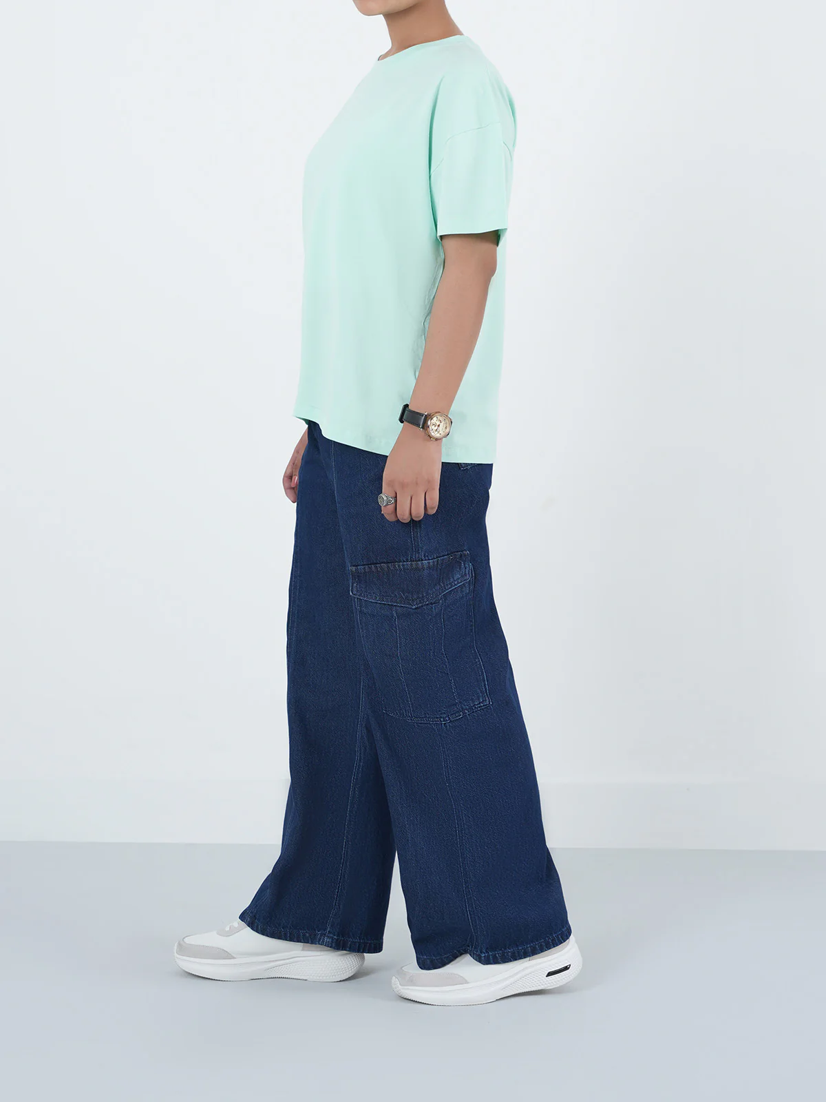 "SILVIA" Durable Plazo Fit Denim Pant - Image 3
