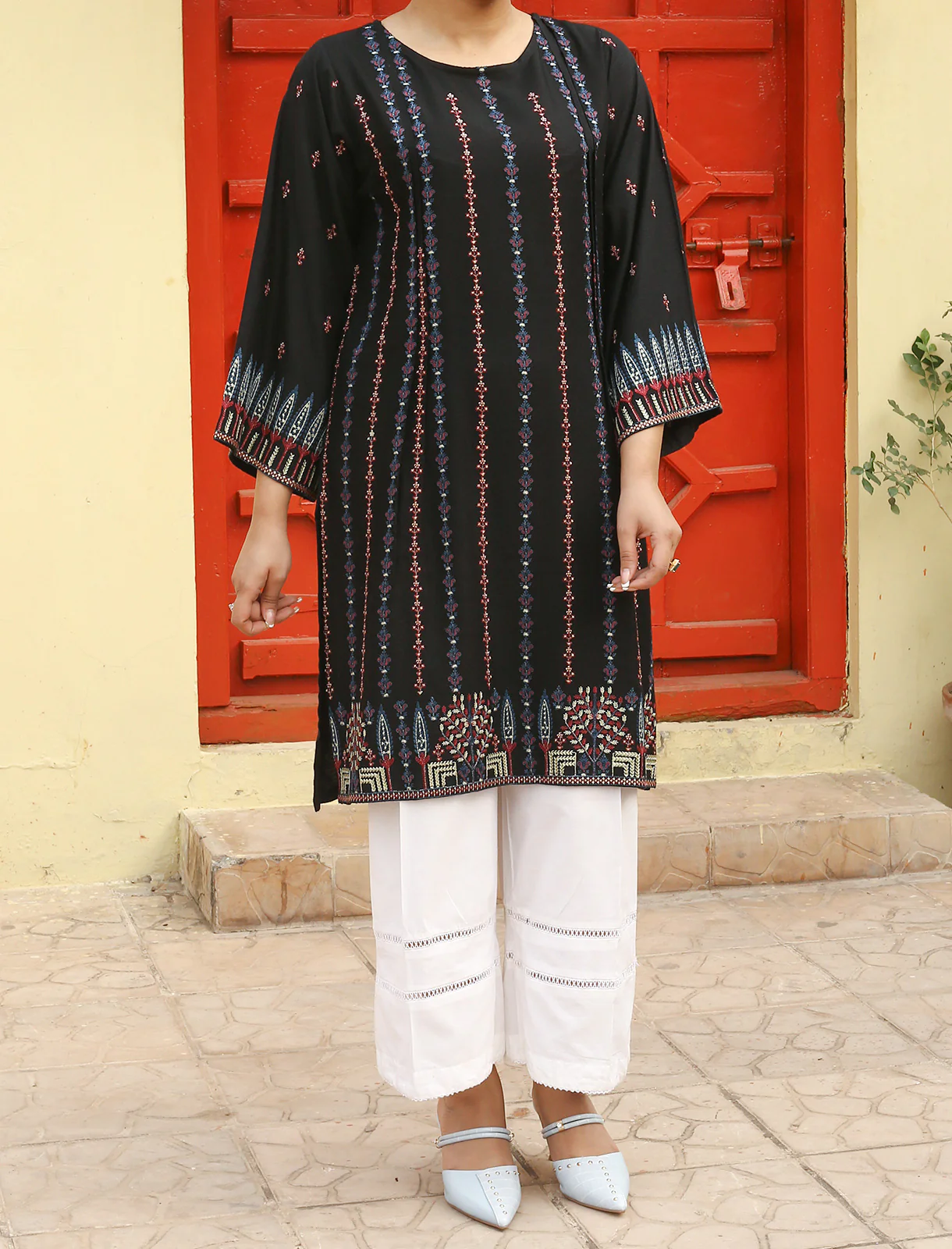 Women's "NISSA" Embroidered Pret Stitched Shirt