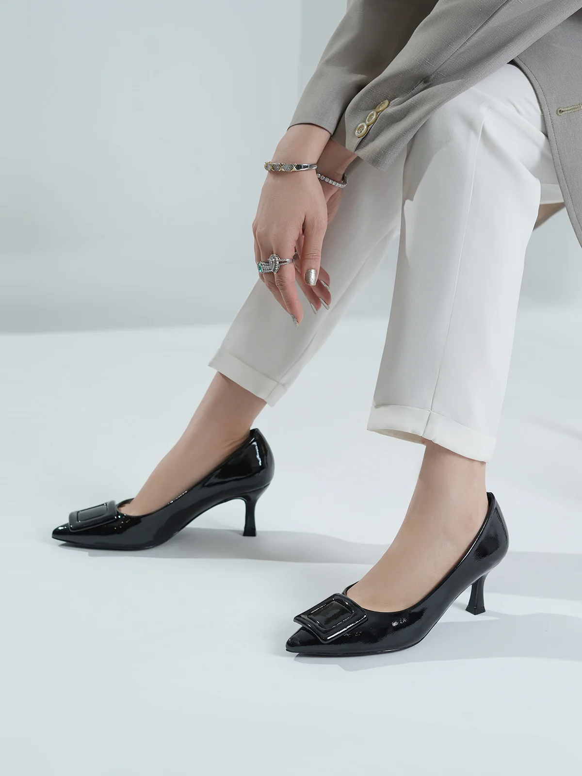 Women "ALESSIO" Buckle Detail Courts - Image 10